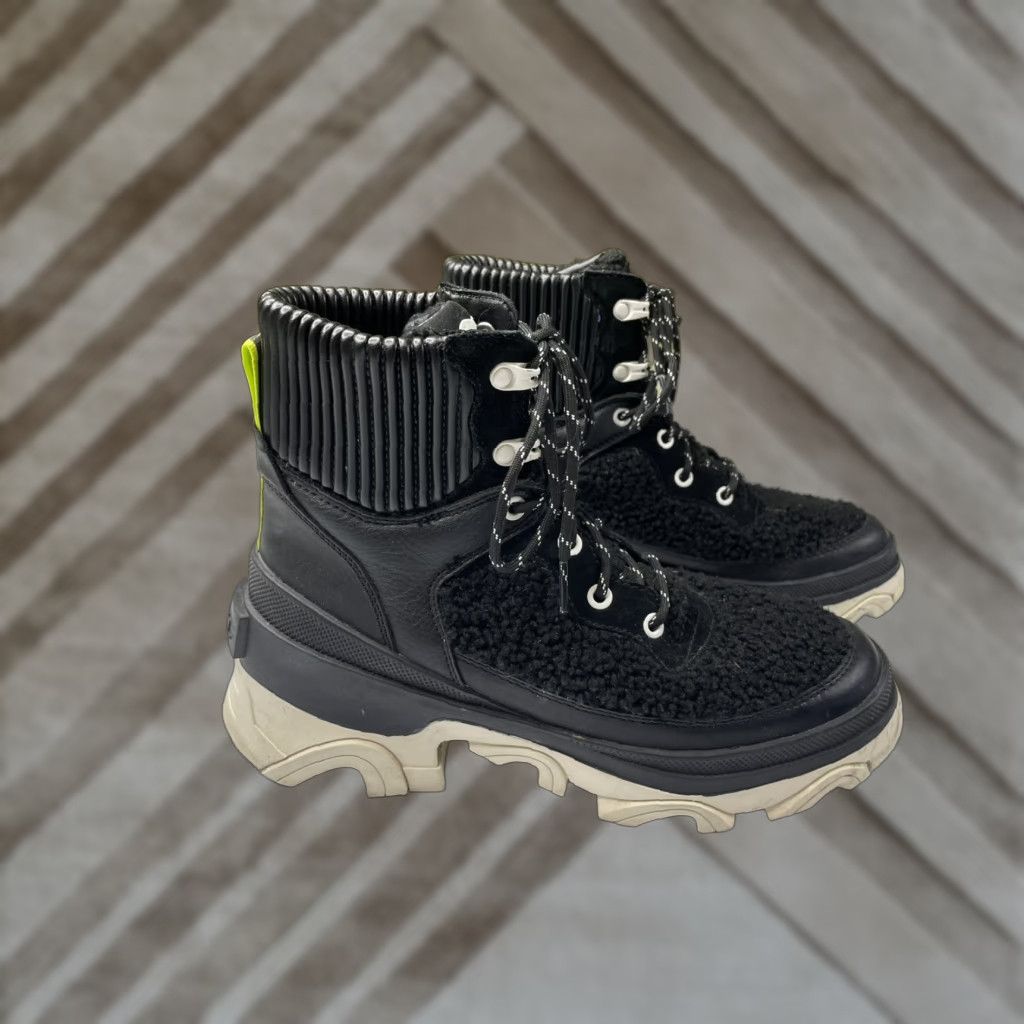 SOREL Sorel Brex Cozy Lace Up Waterproof Boots Black Sea Salt NL4812-010 Womens 9 Size US 9 / IT 39 - 1 Thumbnail