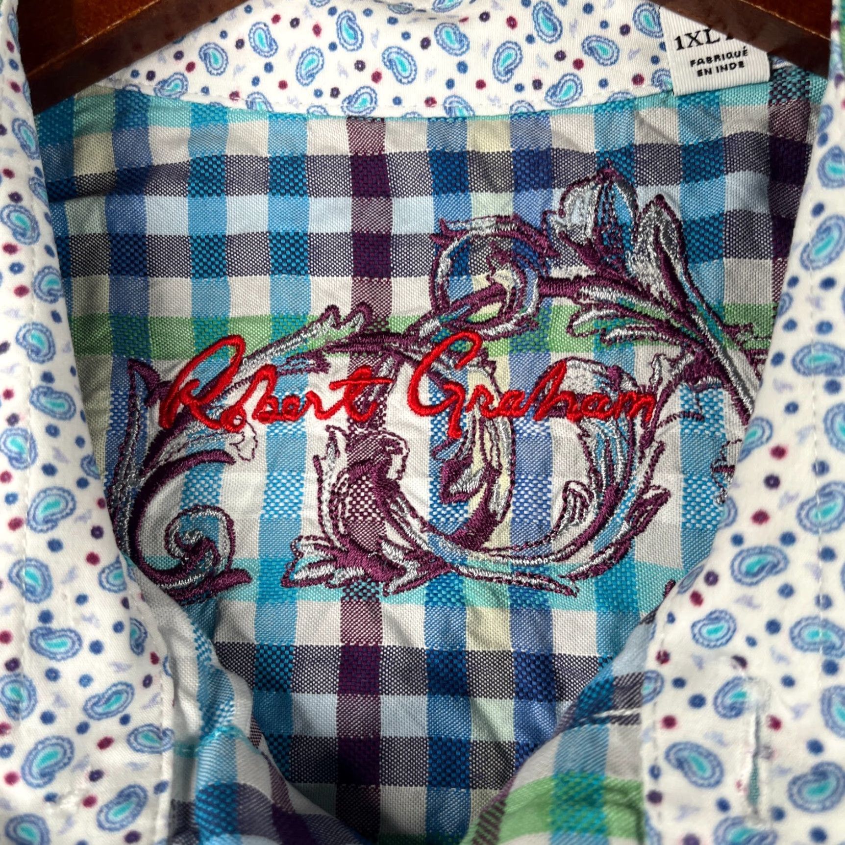 Robert Graham Robert Graham Shirt XLT Colorful Check Casual Button Up Short Sleeve Mens Size US XL / EU 56 / 4 - 6 Thumbnail