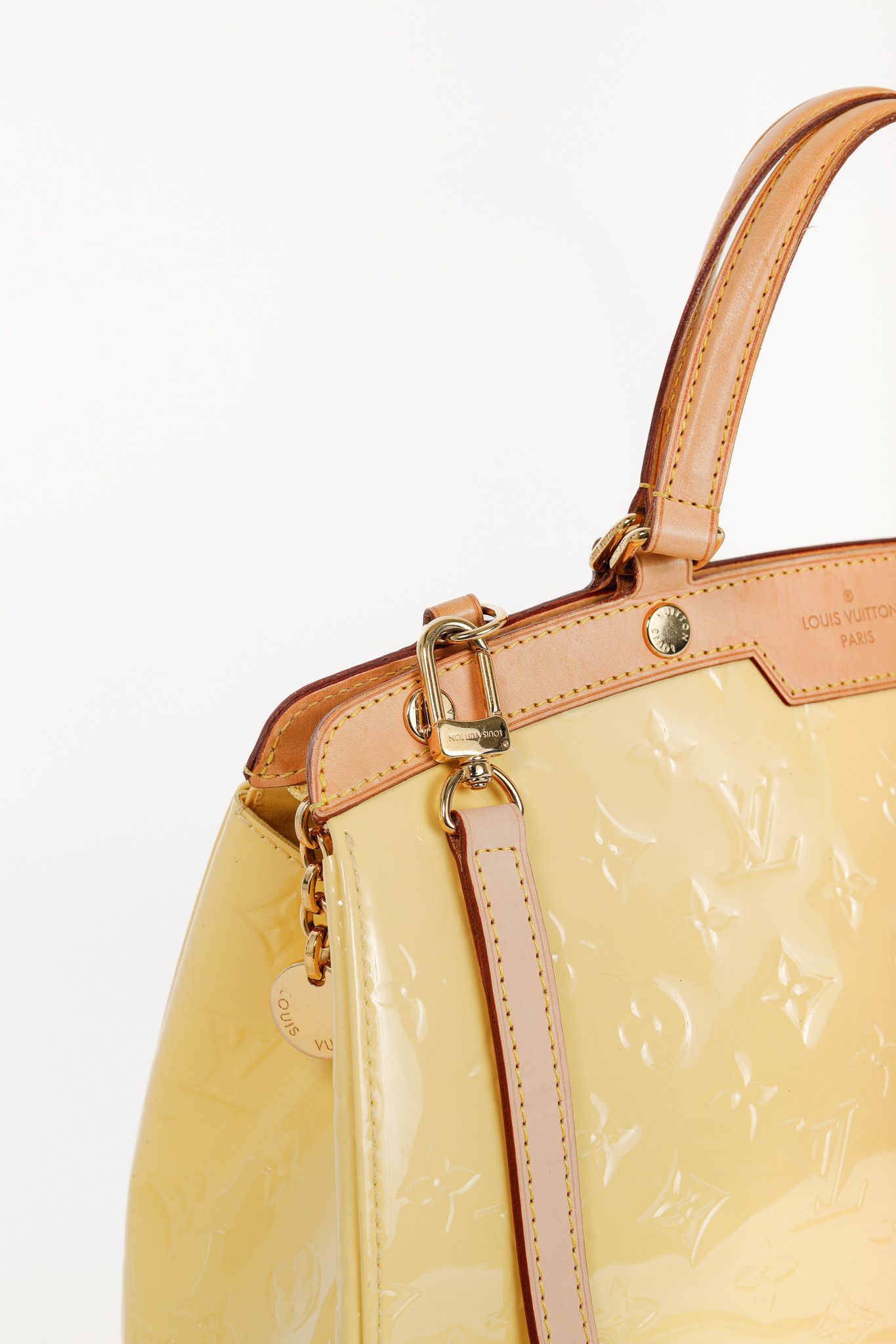 Louis Vuitton Brea MM Yellow Monogram Vernis Leather Tote