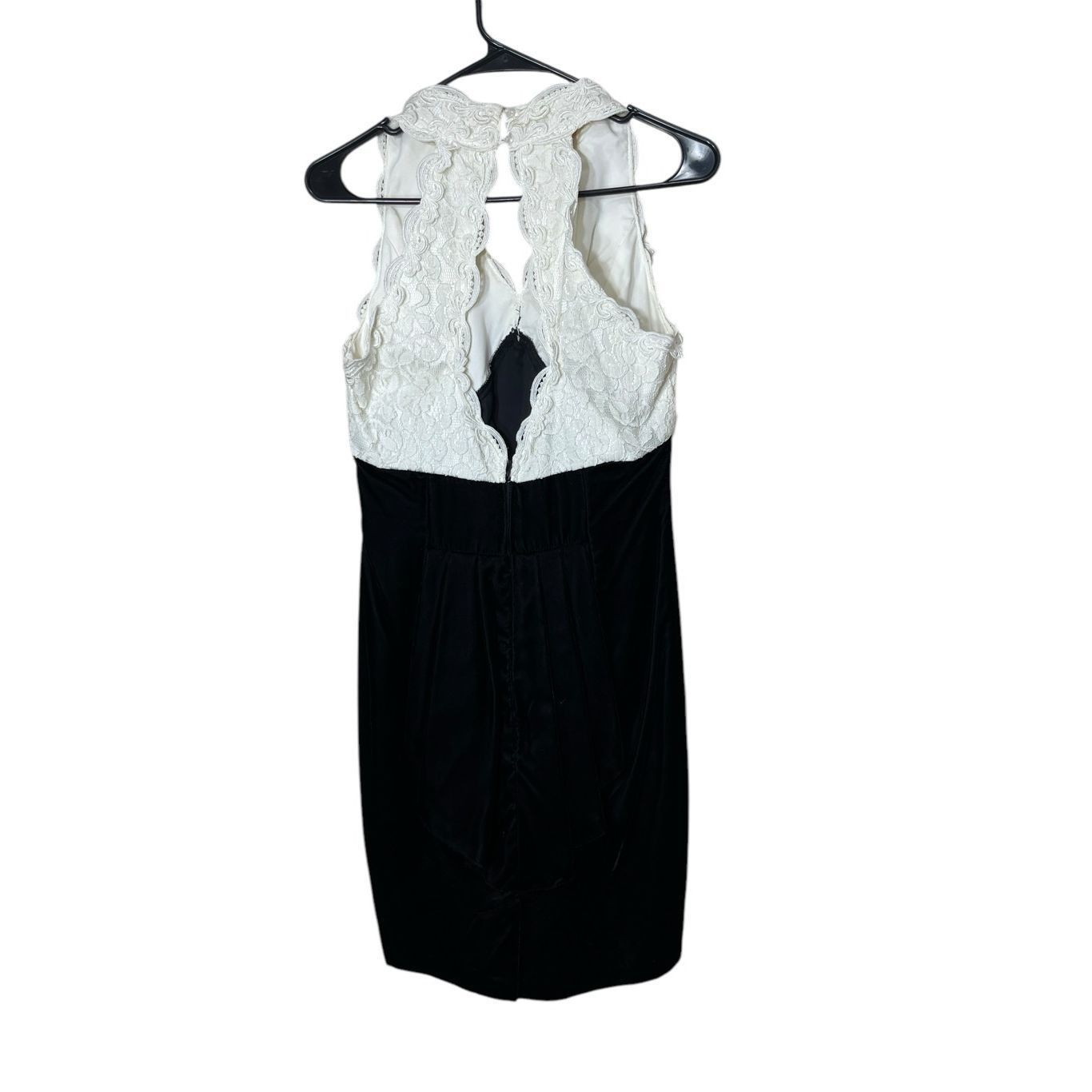 Other Vintage Scott McClintock Black White Lace Velvet Formal Dres Size L / US 10 / IT 46 - 6 Thumbnail