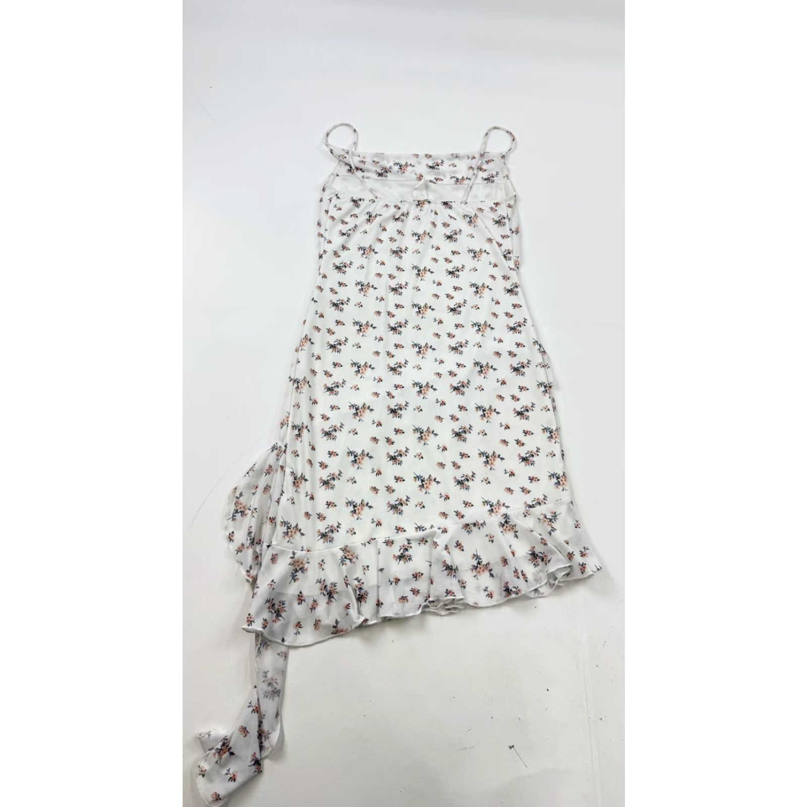 Vintage Caution To The Wind Dress Womens Medium White Floral Slip Asymmetrical Ruffle Dress Size M / US 6-8 / IT 42-44 - 6 Thumbnail
