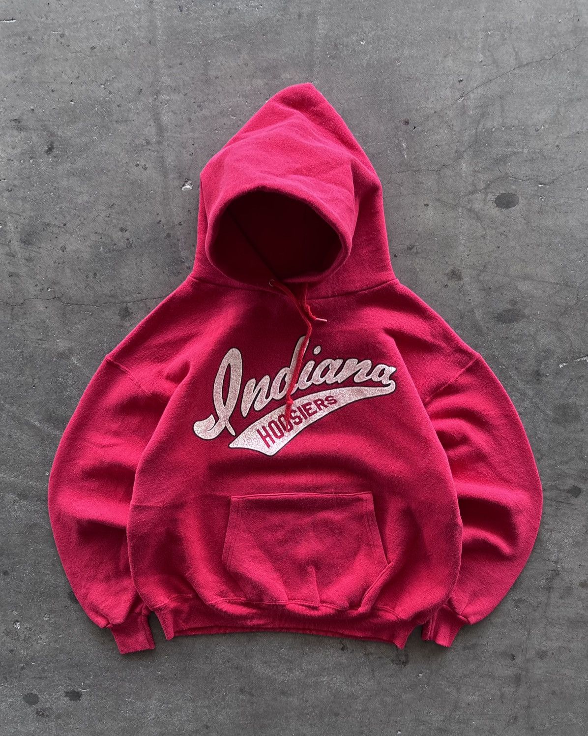 Vintage 70s Indiana Hoosiers Cherry Red Boxy Hoodie Size US L / EU 52-54 / 3 - 1 Thumbnail