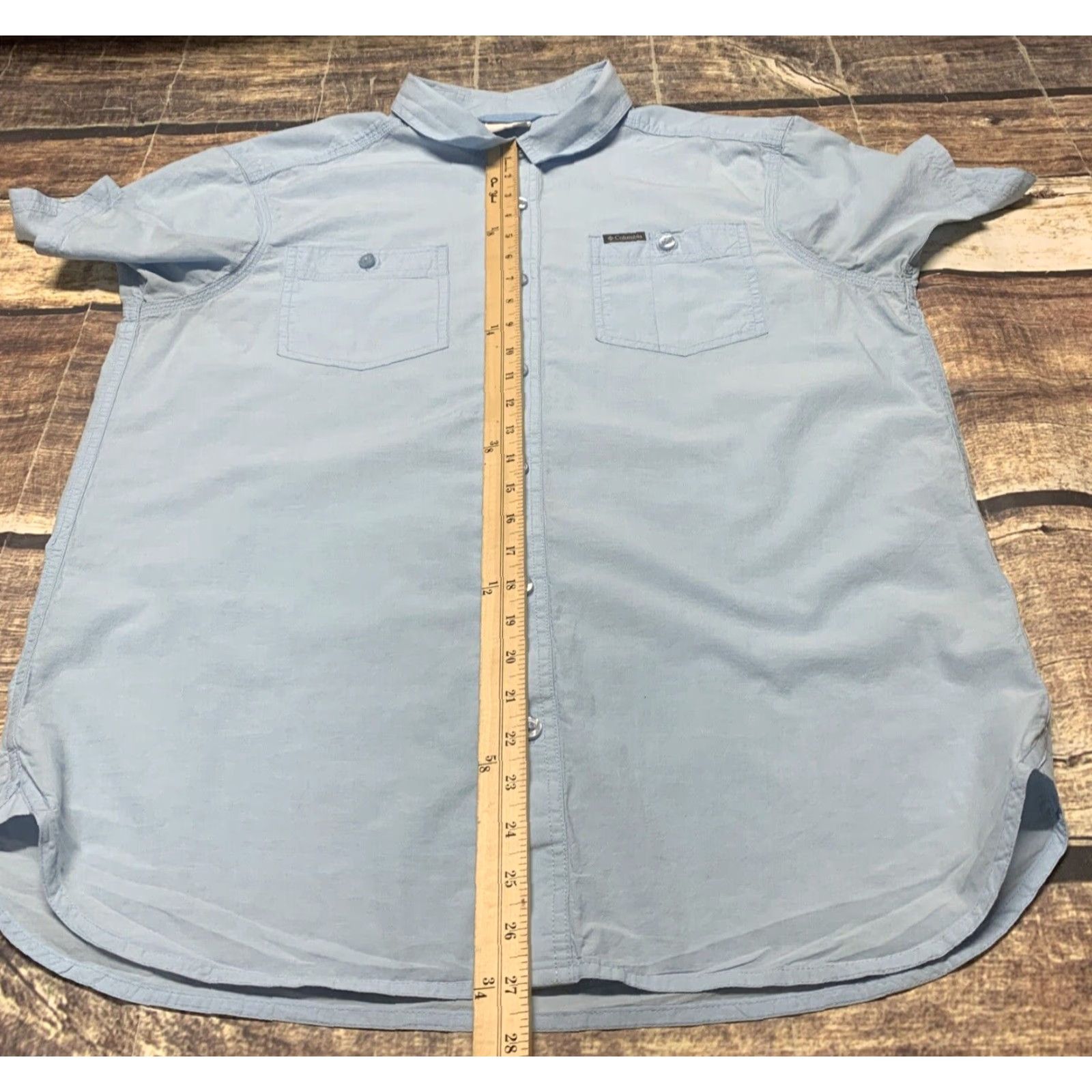 Vintage Columbia Mens Button Down Light Blue Short Sleeve Size Large Casual Cotton Button-Up Shirt Size US 33 - 6 Thumbnail