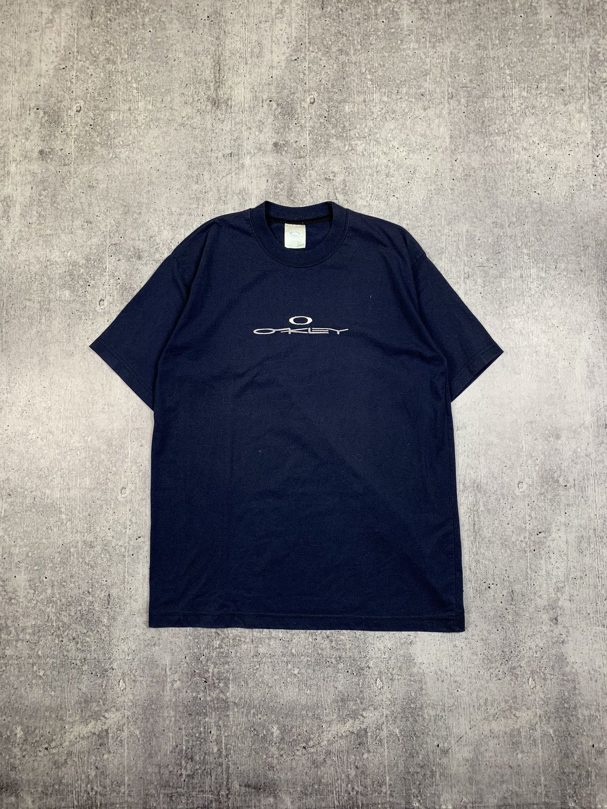 Pre-owned Made In Usa X Oakley Crazy Oakley Embroidered Logo T Shirt Made In Usa Tee In Blue