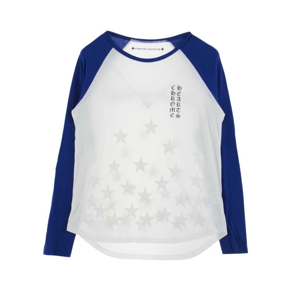 image of Chrome Hearts Raglan Star Print Baseball T-Shirt in White, Men's (Size Medium)