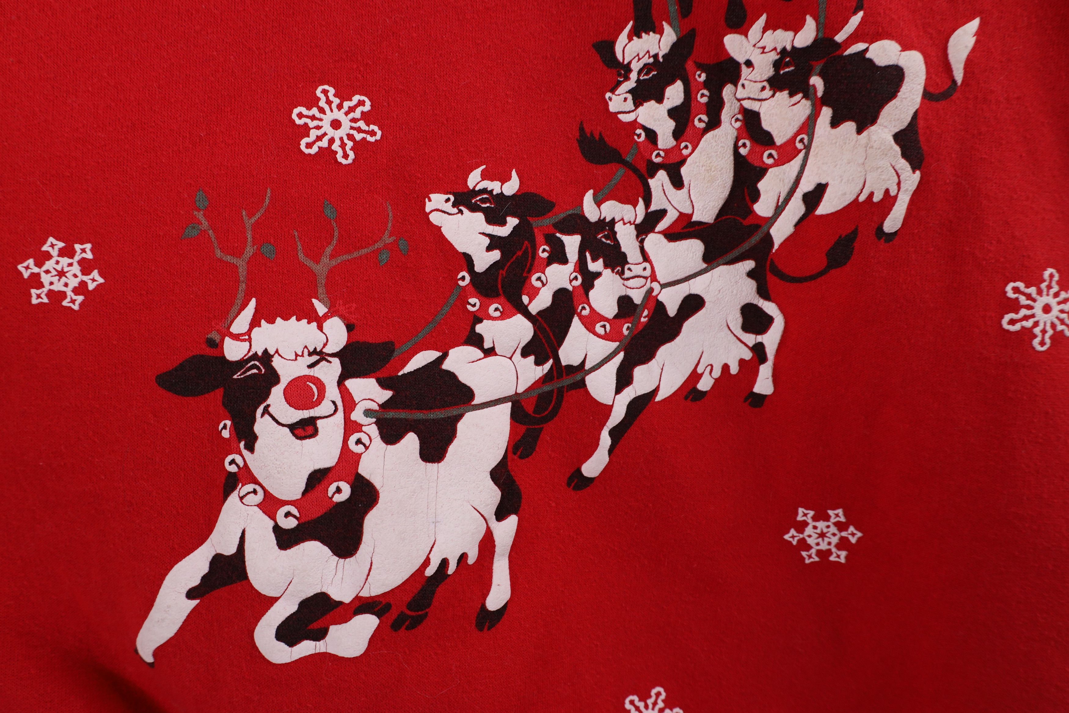 Vintage Vintage 90s Streetwear Christmas Bear Cow Sweatshirt USA Size XL / US 12-14 / IT 48-50 - 7 Thumbnail