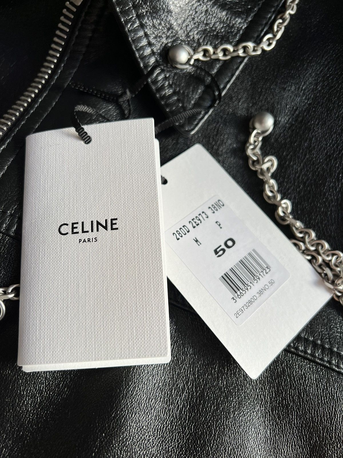 Celine × Hedi Slimane CELINE Oversized chains Leather Blouson Jacket Size US M / EU 48-50 / 2 - 9 Thumbnail