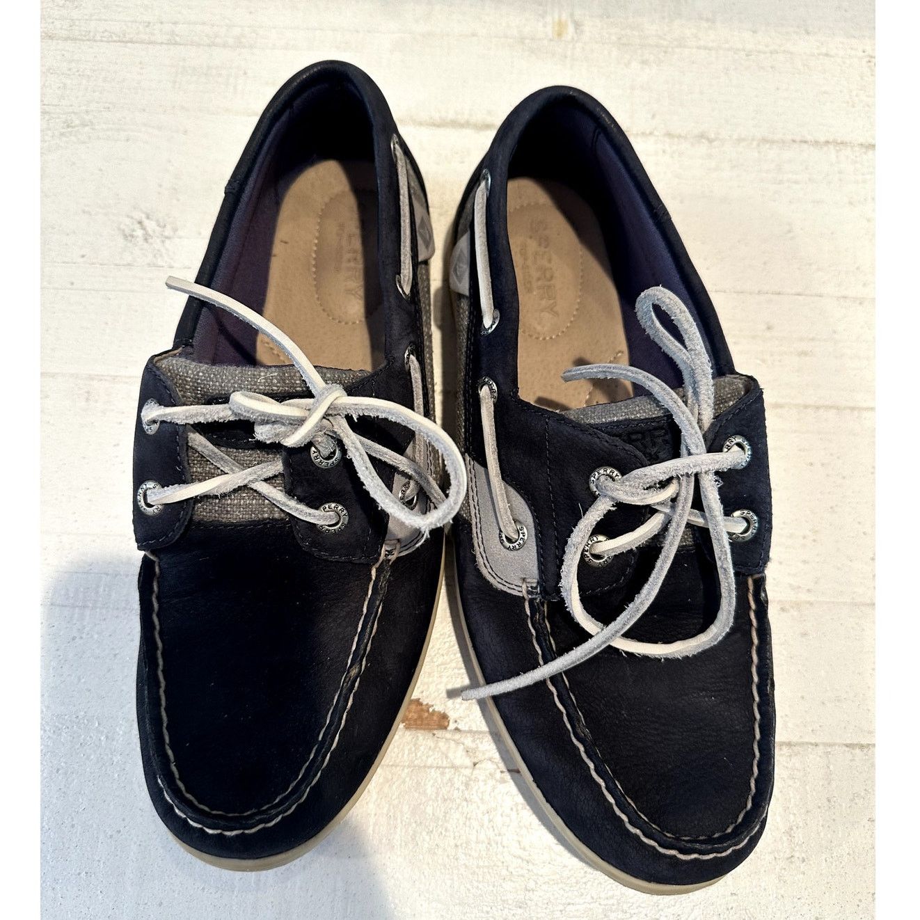 Sperry Sperry Top Sider Kolish Textured Boat Shoe Navy Gray 8M Size US 8 / IT 38 - 2 Thumbnail