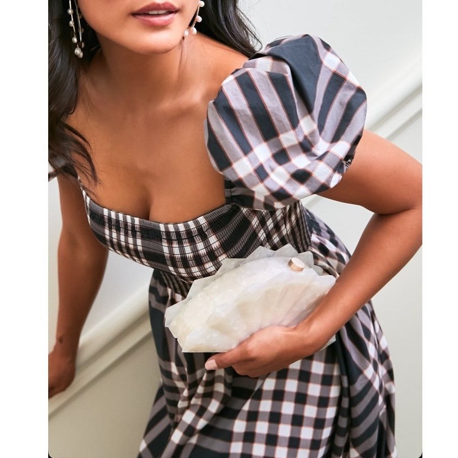 CAROLINE CONSTAS Caroline Constas Gianna Maxi Dress Black Fall Plaid M Size M / US 6-8 / IT 42-44 - 3 Thumbnail