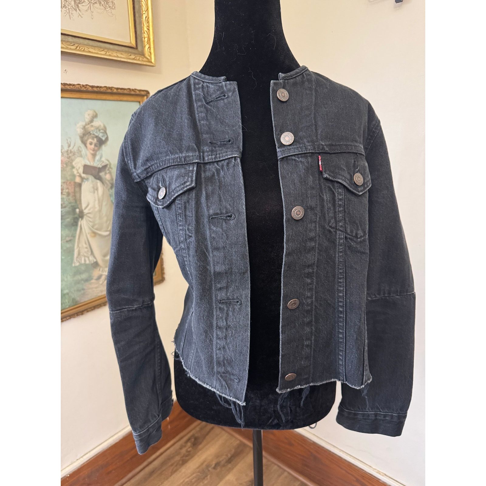 Levi's Levi’s Altered Trucker Black Cropped Denim Jacket Small Size S / US 4 / IT 40 - 1 Thumbnail