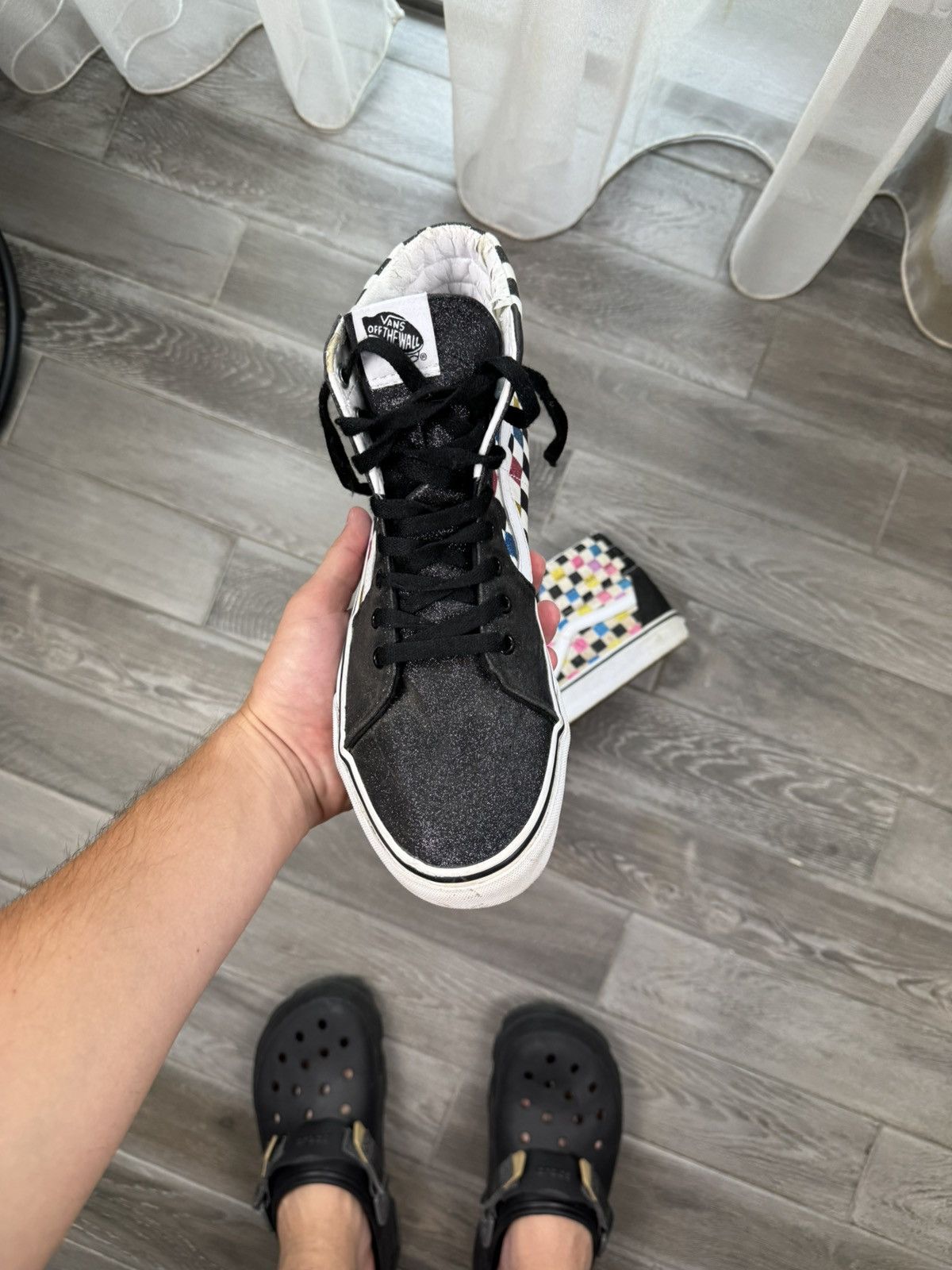 Vans NWOB Vans Sk8-Hi "Glitter Checkerboard" - VN0A4BV6V3P Size US 9 / EU 42 - 4 Thumbnail