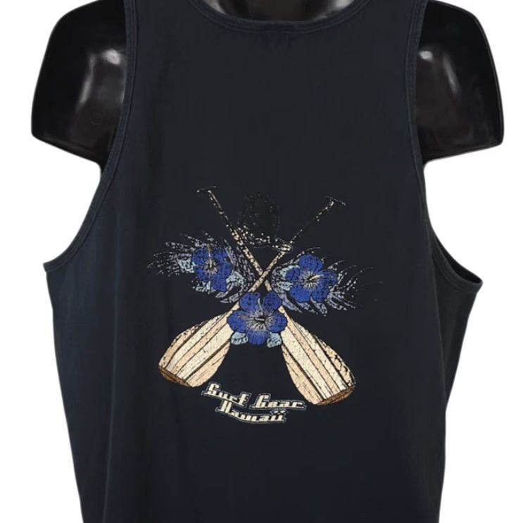Fruit Of The Loom VINTAGE Fruit of the Loom Surf Gear Hawaii Tank Top Mens 2XL Black 90s Y2K Hawaiian Surfer Tank Top Mens 2XL Black 90s Y2K Hawaiian Surfer Size US XXL / EU 58 / 5 - 2 Thumbnail