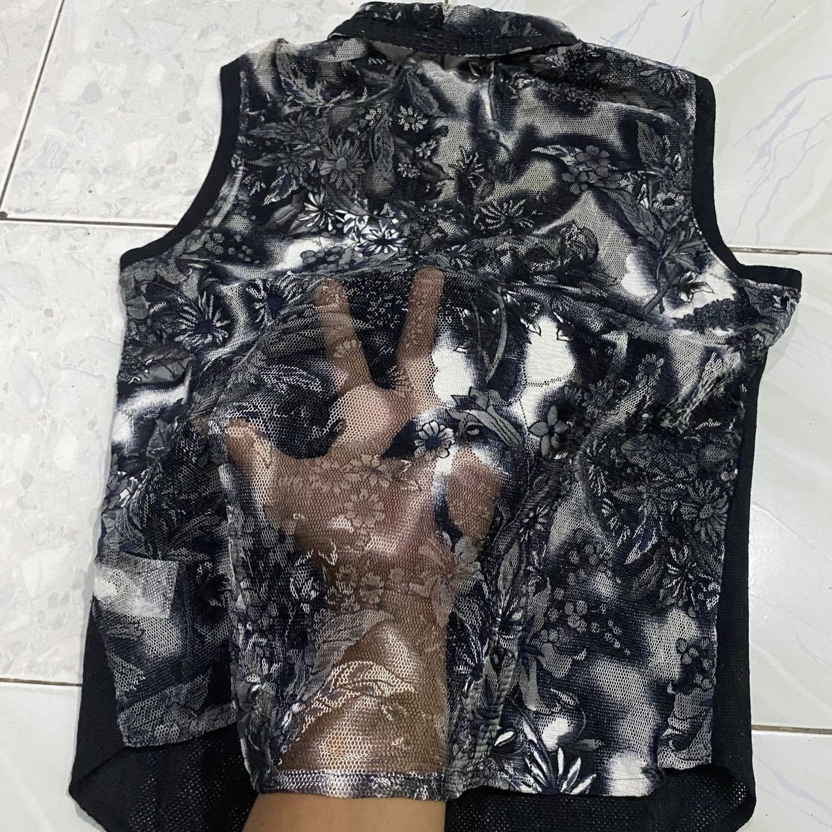 If Six Was Nine Japanese Brand Pinore Collection Mesh Button Up Sleeveless Size XS / US 0-2 / IT 36-38 - 9 Thumbnail