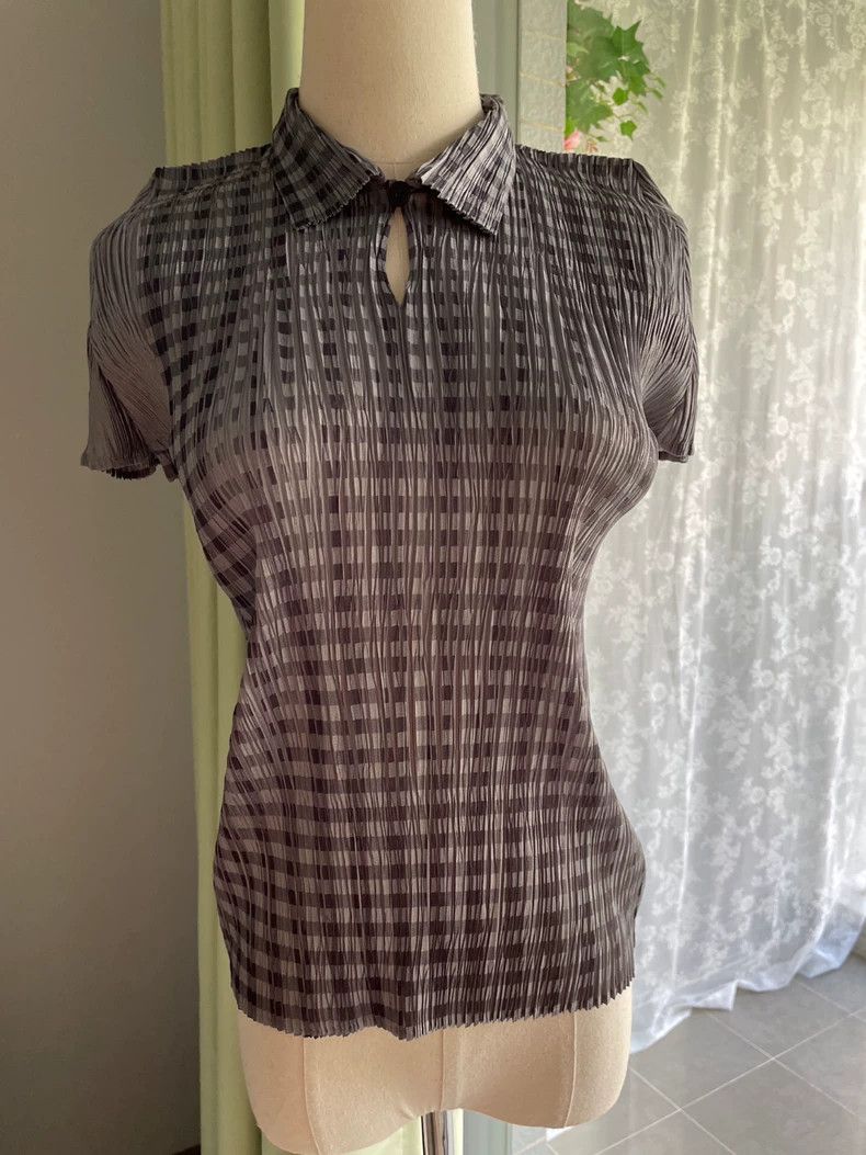 Issey Miyake issey miyake Black checked short-sleeved top 2505-Nextarrow Size M / US 6-8 / IT 42-44 - 5 Thumbnail