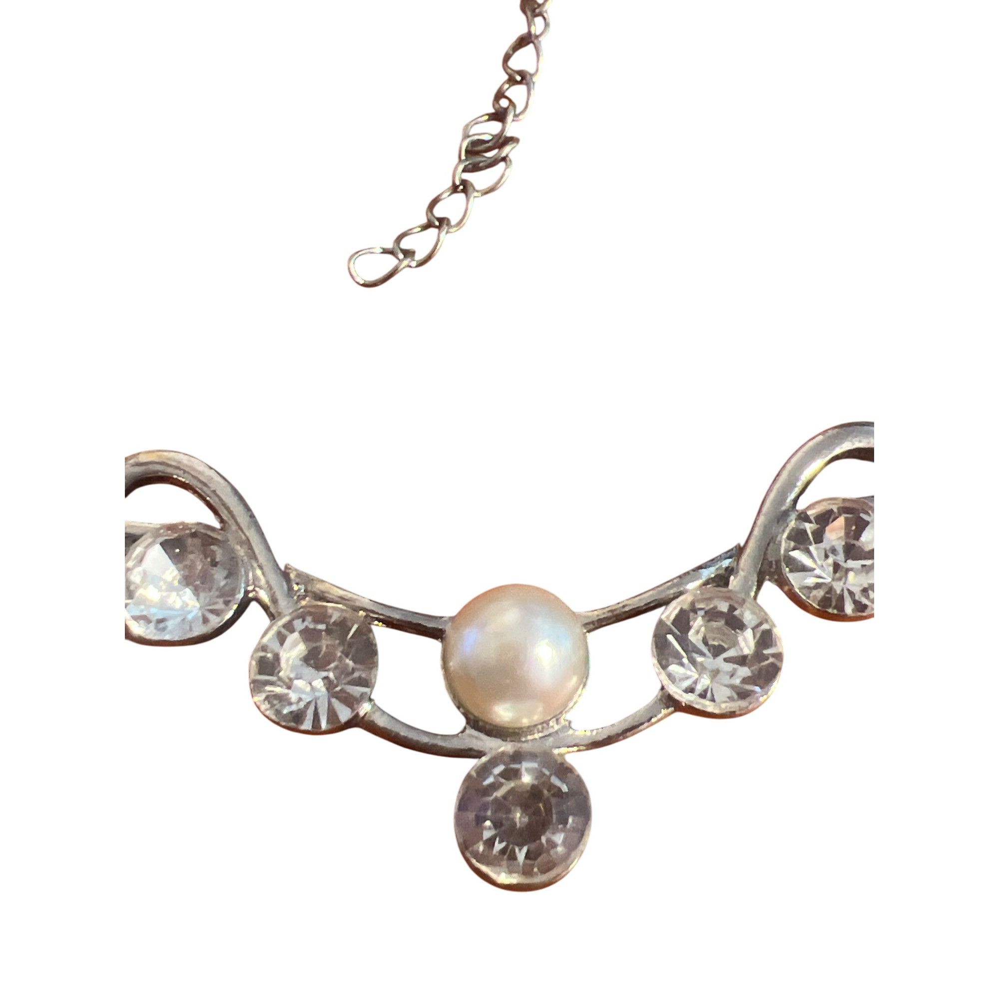 Other Paparazzi Tie The Knot Silver Tone Bib Necklace Clear Rhines Size ONE SIZE - 2 Thumbnail