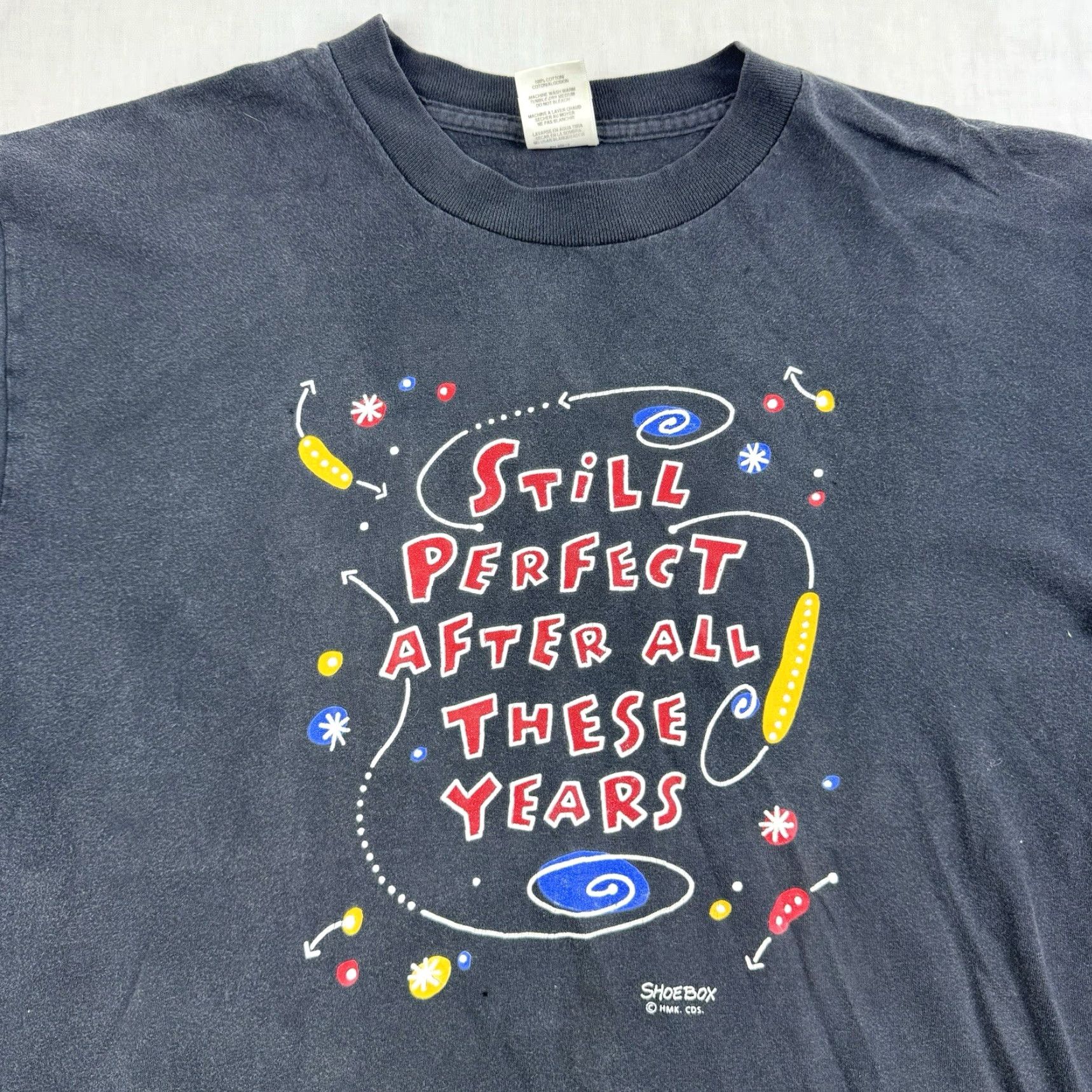 Vintage VINTAGE Shoebox Greetings T Shirt Adult Large Black 90s Mens Short Sleeve Crew Neck Still Perfect Fun 1990s Size US L / EU 52-54 / 3 - 2 Thumbnail