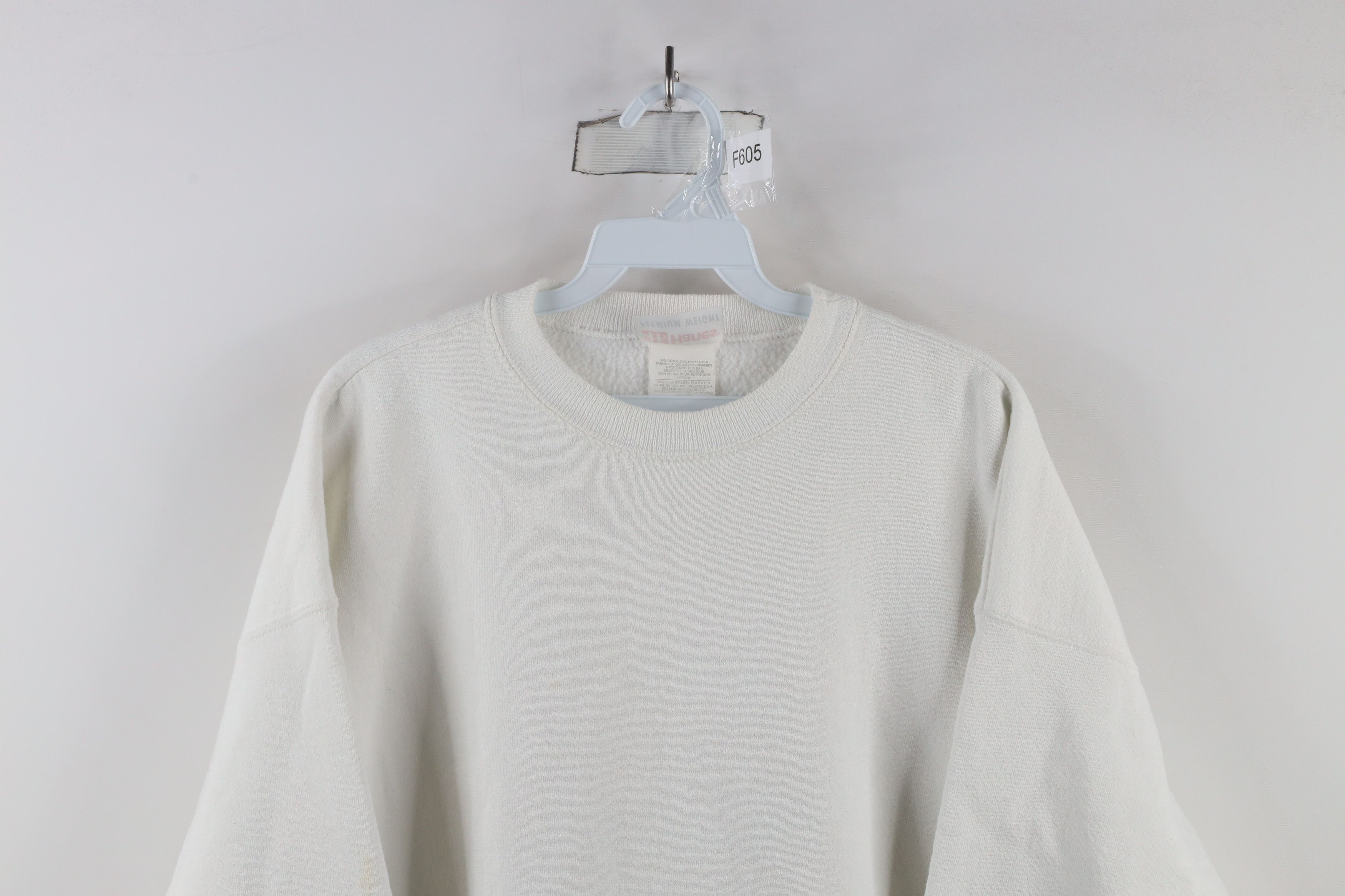Vintage Vintage 90s Streetwear Blank Heavyweight Sweatshirt White Size US XL / EU 56 / 4 - 2 Thumbnail
