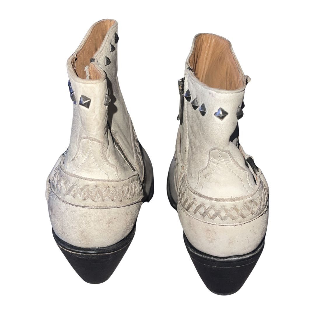 Lucchese Ani Distressed Harness Western Ankle Stud Cowgirl Bootie 7 Size US 7 / IT 37 - 3 Thumbnail