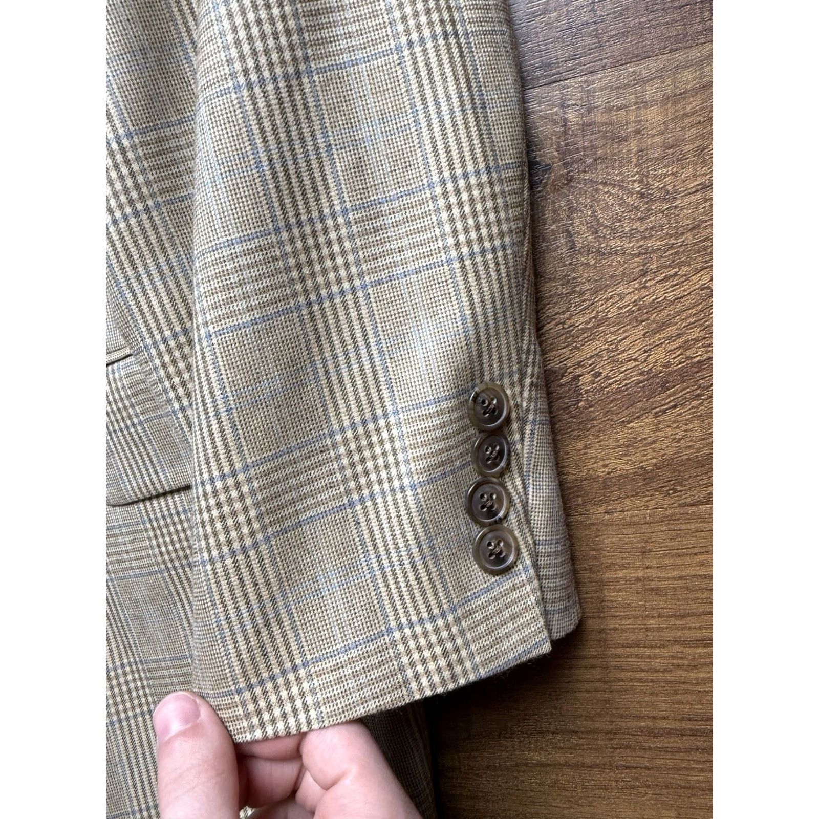 Vintage Arnold Brant 100% Cashmere Blazer Windowpane Striped Sport Coat - 46R Mens Jacket Size 46R - 5 Thumbnail