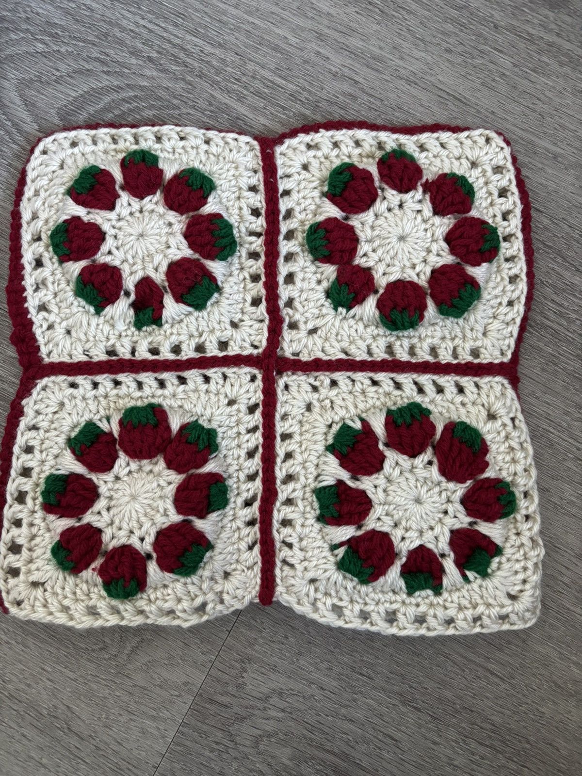 Handmade Crochet Strawberry Hat Size ONE SIZE - 2 Thumbnail