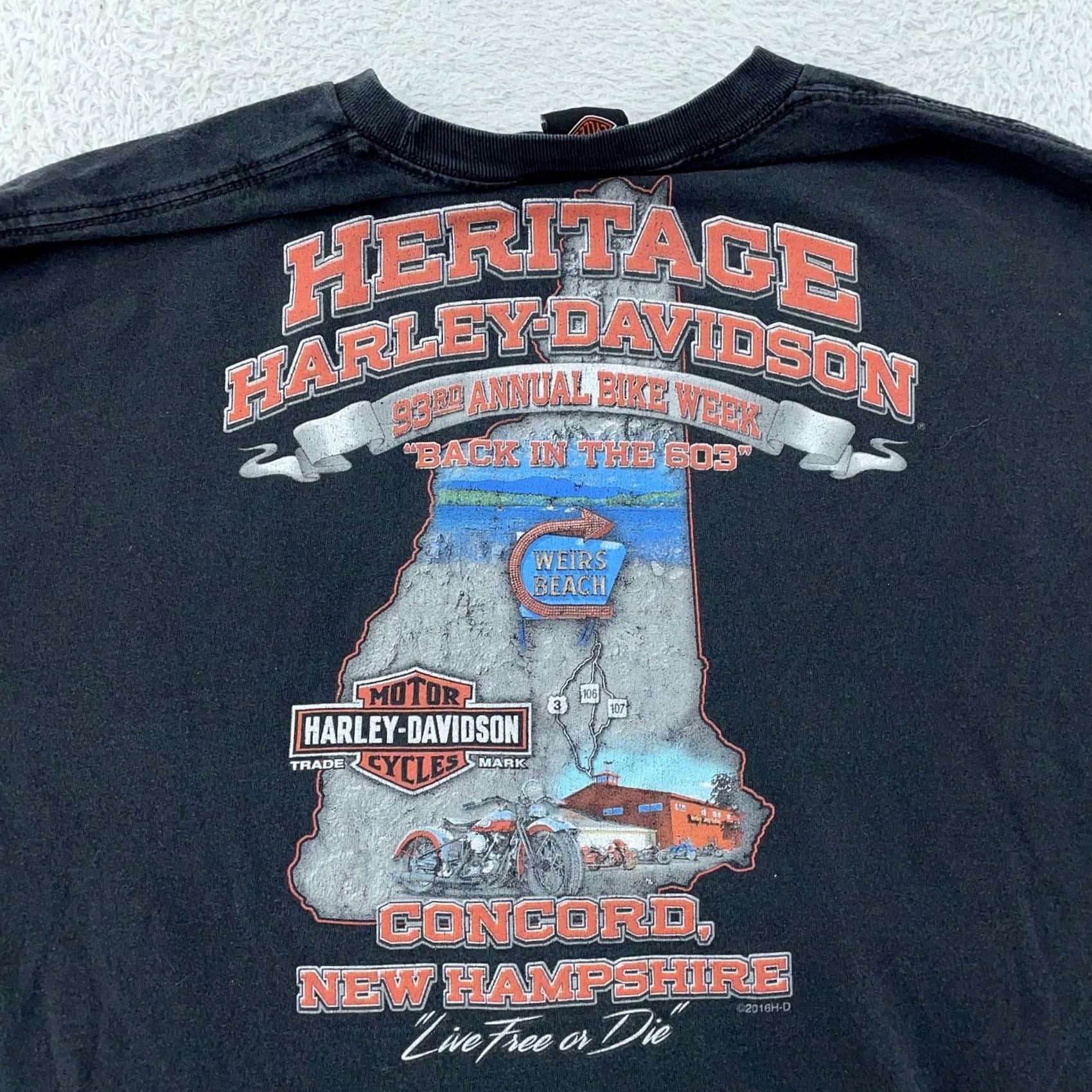 Harley Davidson Harley-Davidson Shirt L/XL Black 2016 Bike Week Concord NH Graphic Heritage Mens T-Shirt Short Sleeve Crew Neck Cotton Graphic Print Vintage: No Size US L / EU 52-54 / 3 - 2 Thumbnail