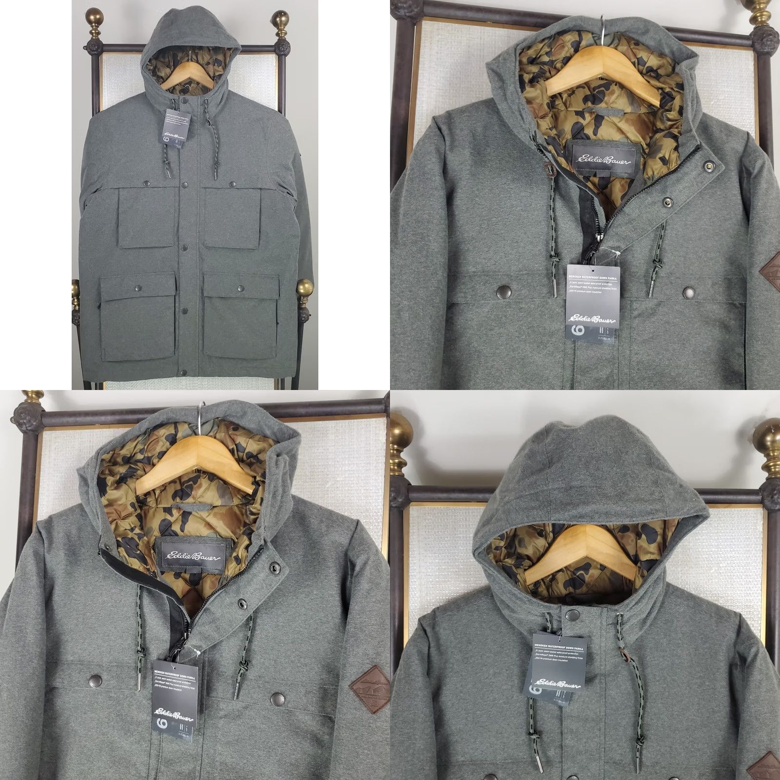 Eddie Bauer Eddie Bauer WeatherEdge 650 Down Hooded Jacket Mens XL Camouflage Green Waterproof Windproof Winter Coat Hooded Full Zip Front Pockets 650 Goose Down Size US XL / EU 56 / 4 - 10 Thumbnail