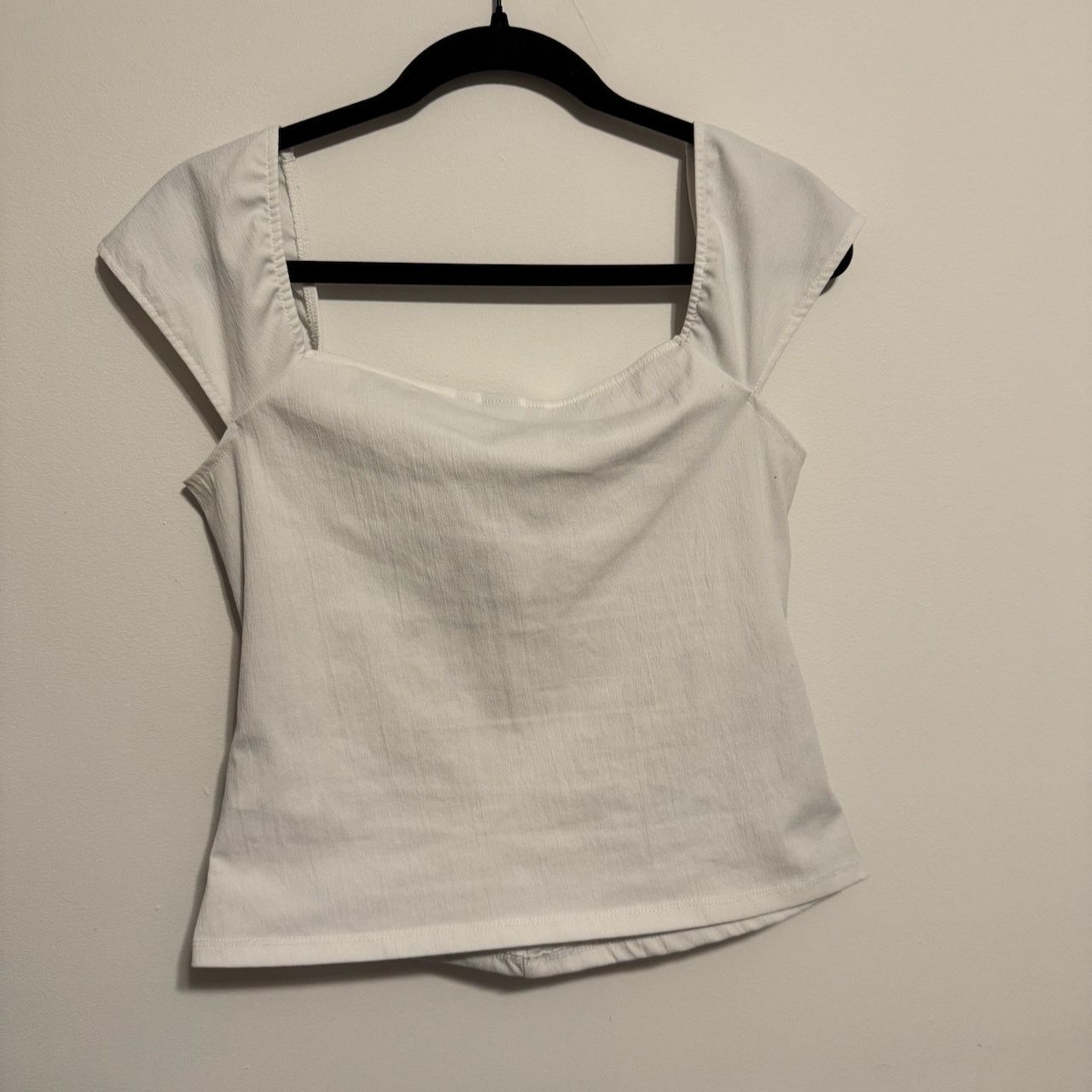 H&M H&M White Ruched Formed Top Size L / US 10 / IT 46 - 2 Thumbnail