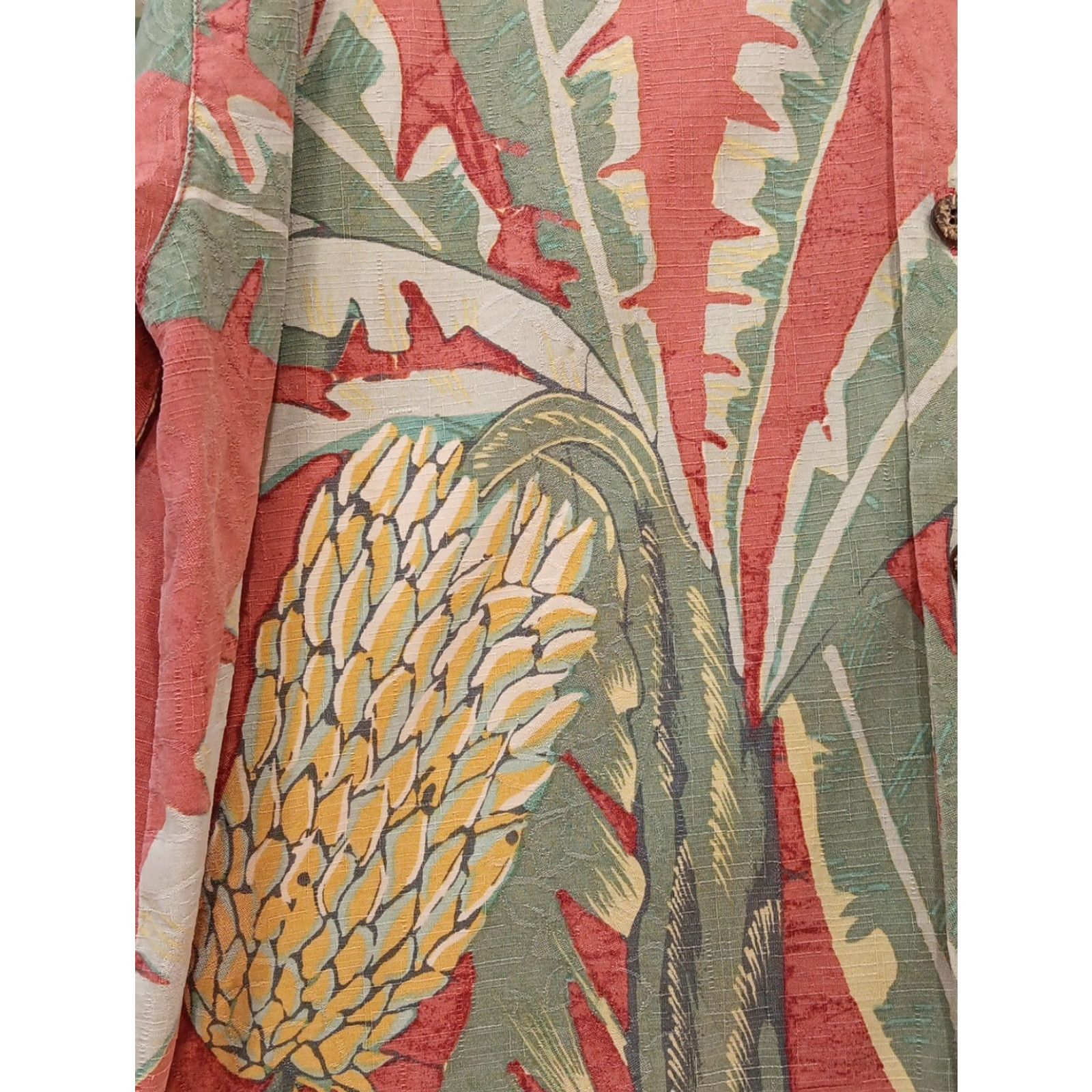 Tommy Bahama Tommy Bahama Shirt Men's XL Red Green Floral Palms Print Silk Button-Up Hawaiian Casual 100% Silk Size US XL / EU 56 / 4 - 4 Thumbnail