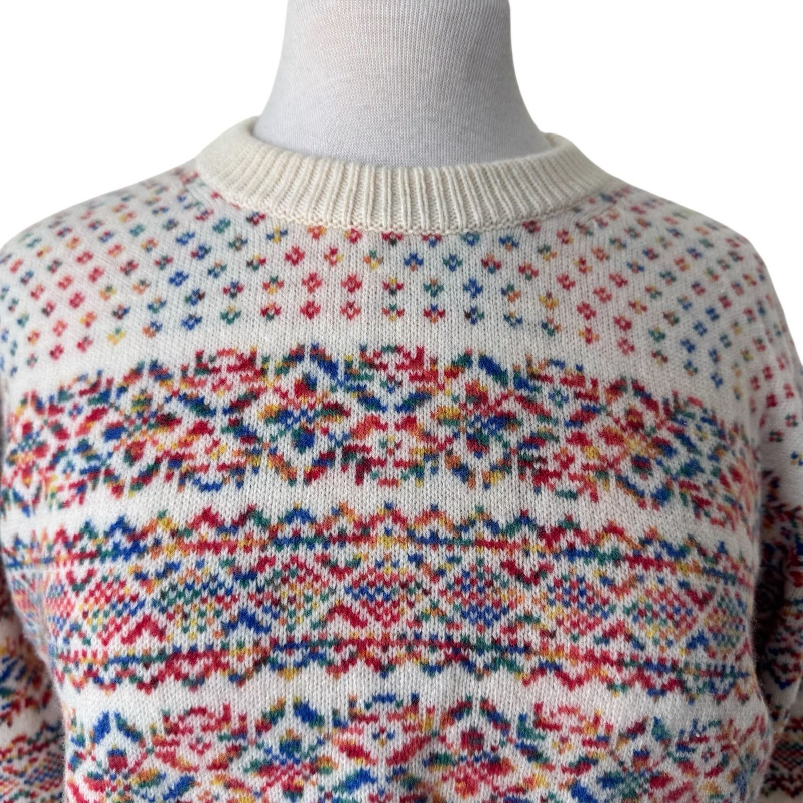 J.Crew J. Crew Fair Isle 100% Wool Crewneck Sweater Multi Color Size XS / US 0-2 / IT 36-38 - 4 Thumbnail