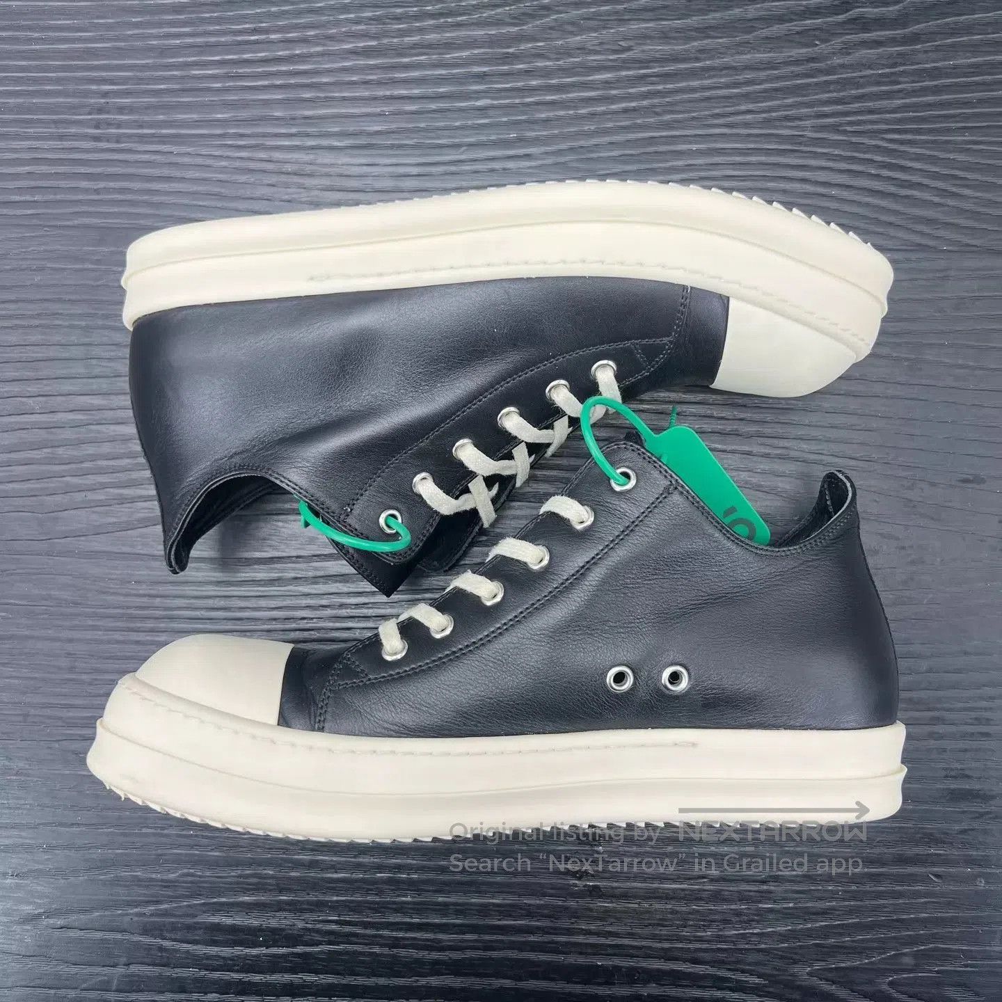 Rick Owens Black Leather High-Top Sneakers Size 10.5. Size US 10.5 / EU 43-44 - 6 Thumbnail