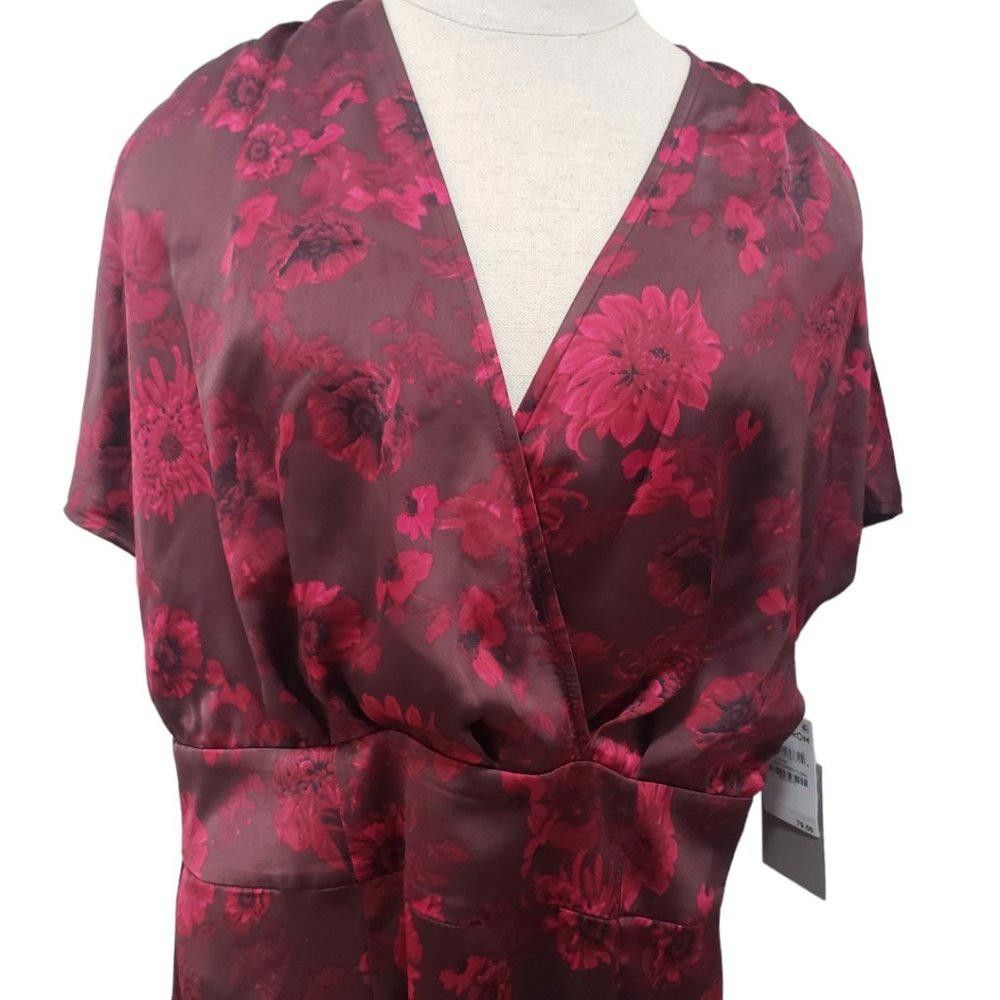 Designer CT769 Chelsea.28 NWT Ladies Burgundy Short Sleeve dress Size L / US 10 / IT 46 - 2 Thumbnail