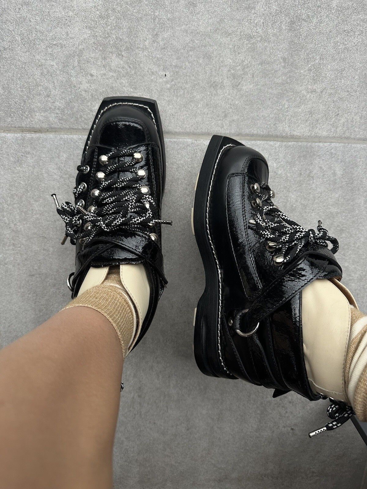 Acne Studios Acne Studios Patent Leather Mountaineering HEIDE Boots Size US 8 / IT 38 - 15 Thumbnail