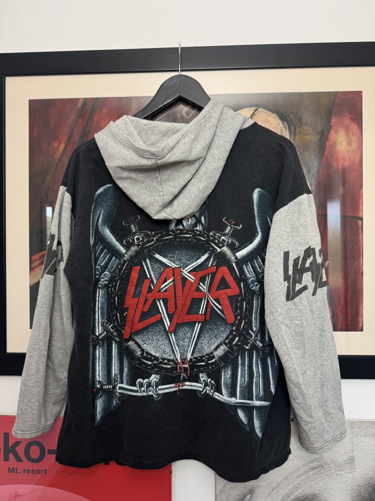 Band Tees Vintage 90s Slayer Band Hoodie ScreenStars Cross Skull Eagle Size US M / EU 48-50 / 2 - 2 Thumbnail