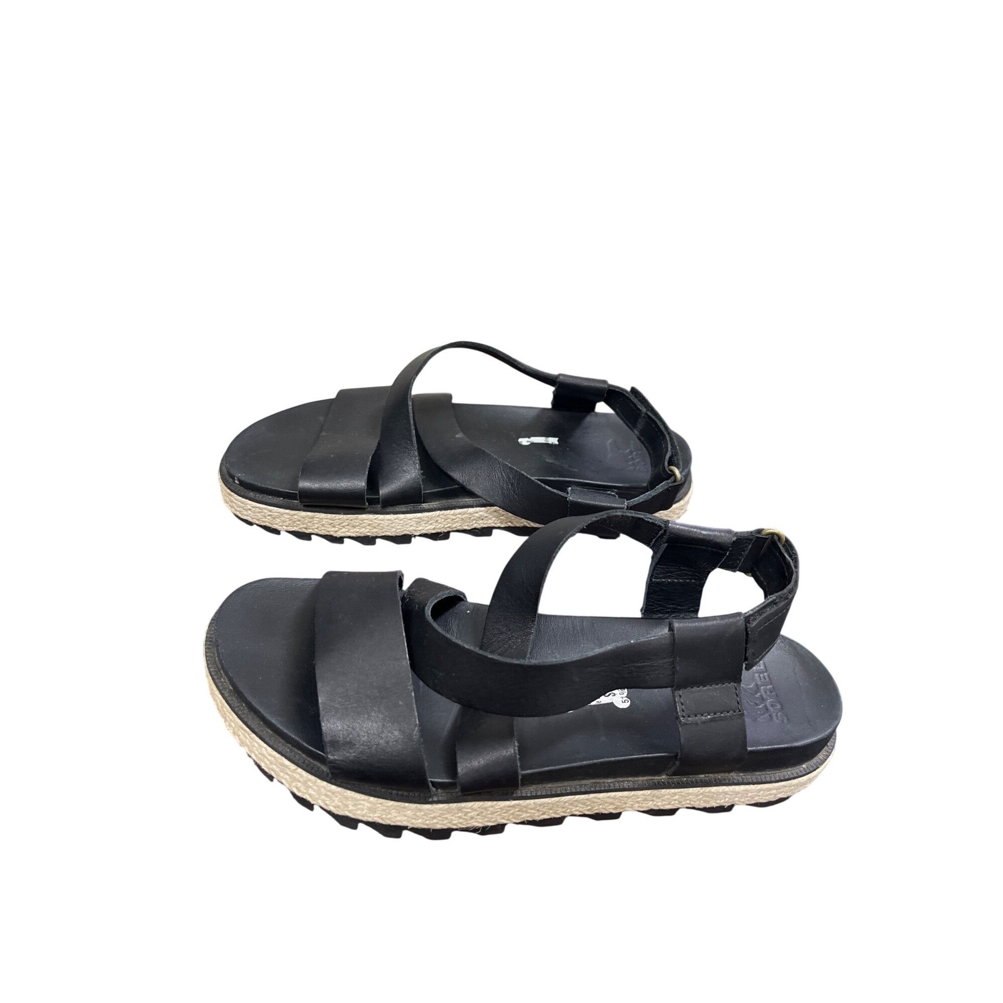 SOREL Sorel wms black leather open toe casual sandals shoes sz8 SK Size US 8 / IT 38 - 4 Thumbnail