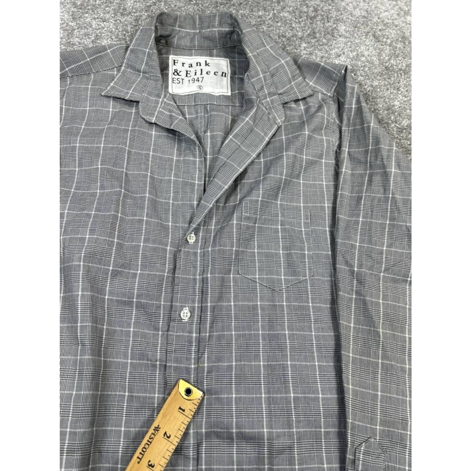 Frank & Eileen Frank & Eileen Shirt Small Gray White Cotton Button-Up Casual Classic Check Womens Size S / US 4 / IT 40 - 5 Thumbnail