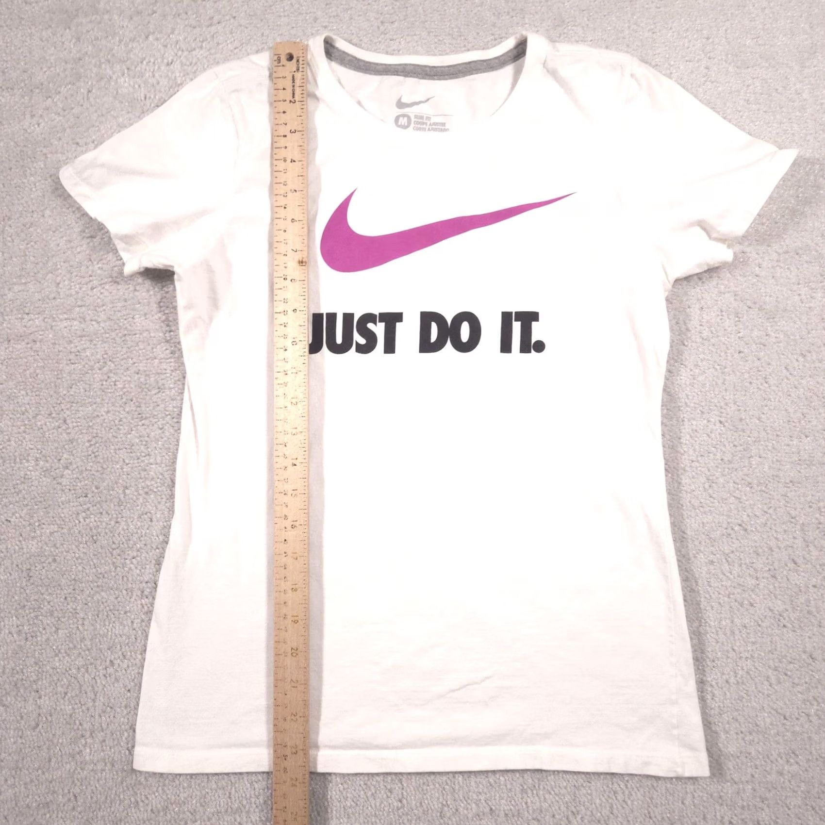 Nike VINTAGE Nike Shirt Womens M White Just Do It Swoosh Graphic Crew Neck Tee Top Size M / US 6-8 / IT 42-44 - 6 Thumbnail
