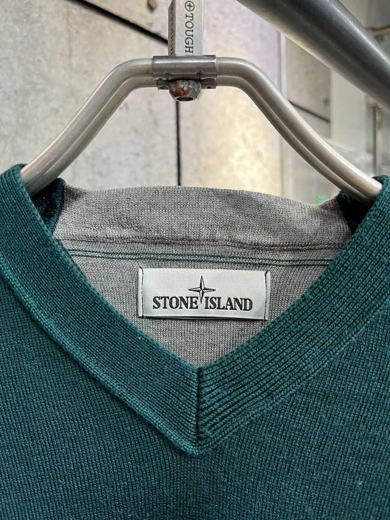 Stone Island Green Vneck Sweater from Stone Island -2506 Size US M / EU 48-50 / 2 - 2 Thumbnail