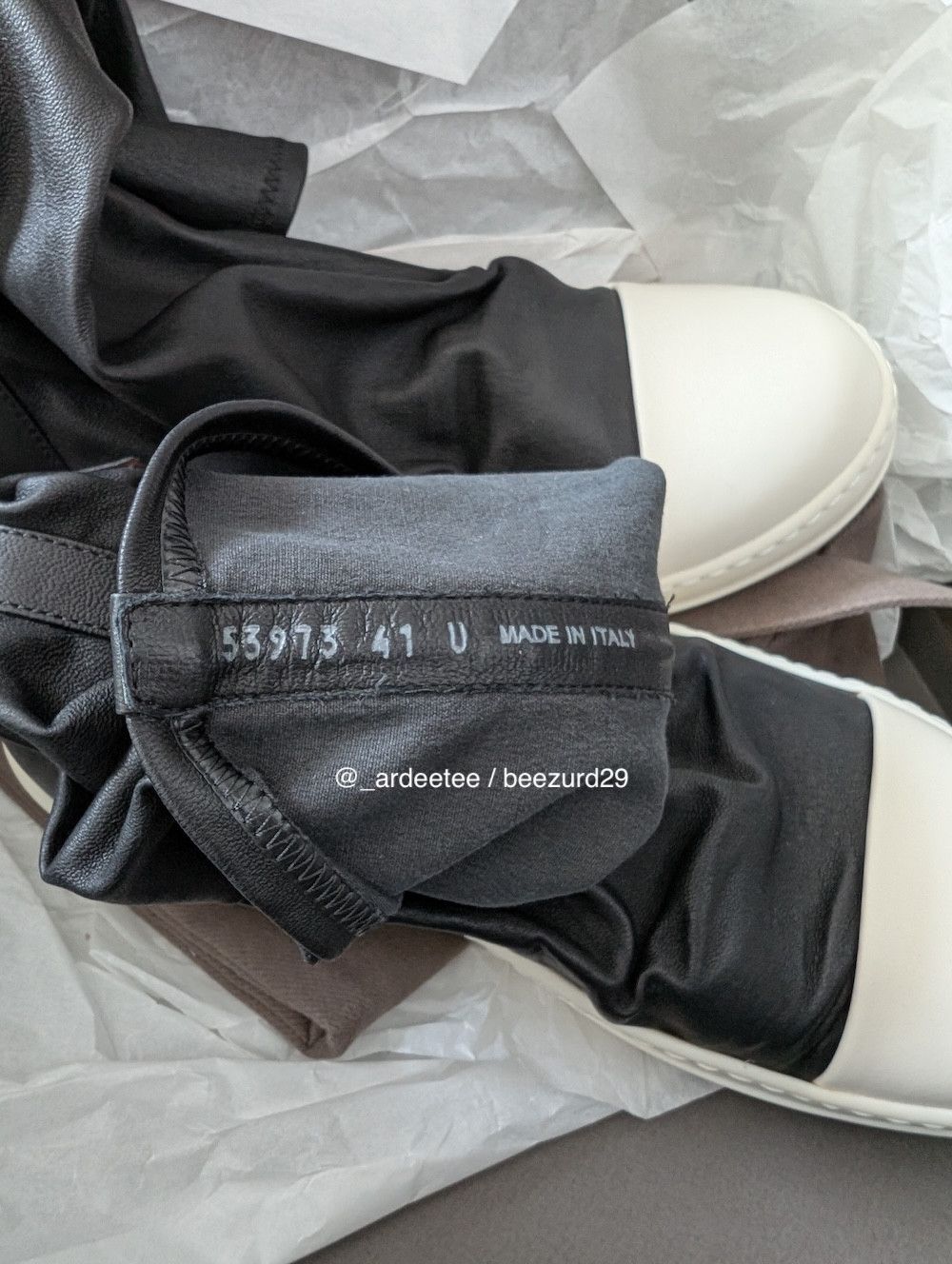 Rick Owens *NEW* SS24 BLACK LEATHER SOCK RAMONES SNEAKERS 41 Size US 8 / EU 41 - 9 Thumbnail