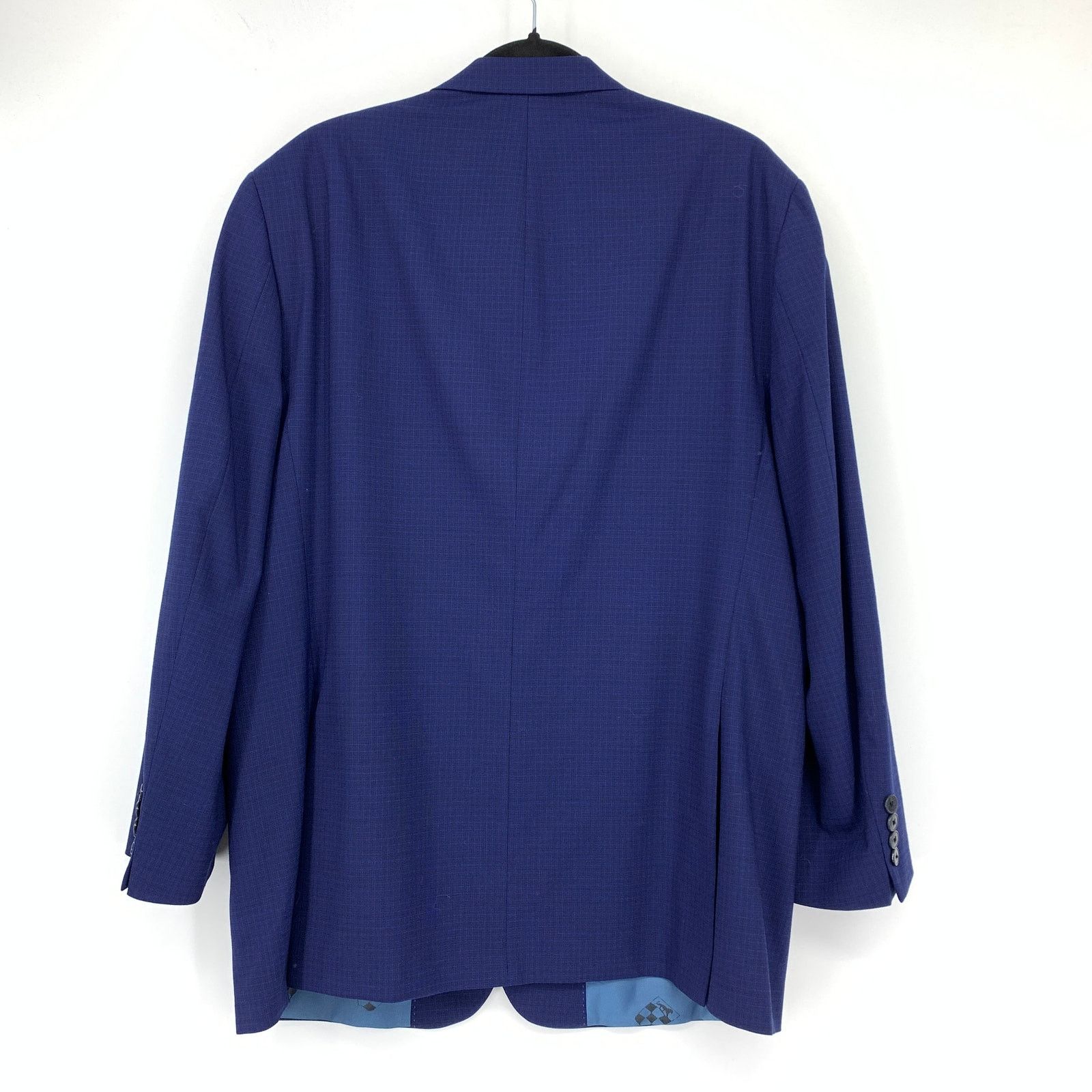 Vince Camuto Vince Camuto Slim Blazer Mens 44L One Button Blue Microcheck Size 44L - 2 Thumbnail