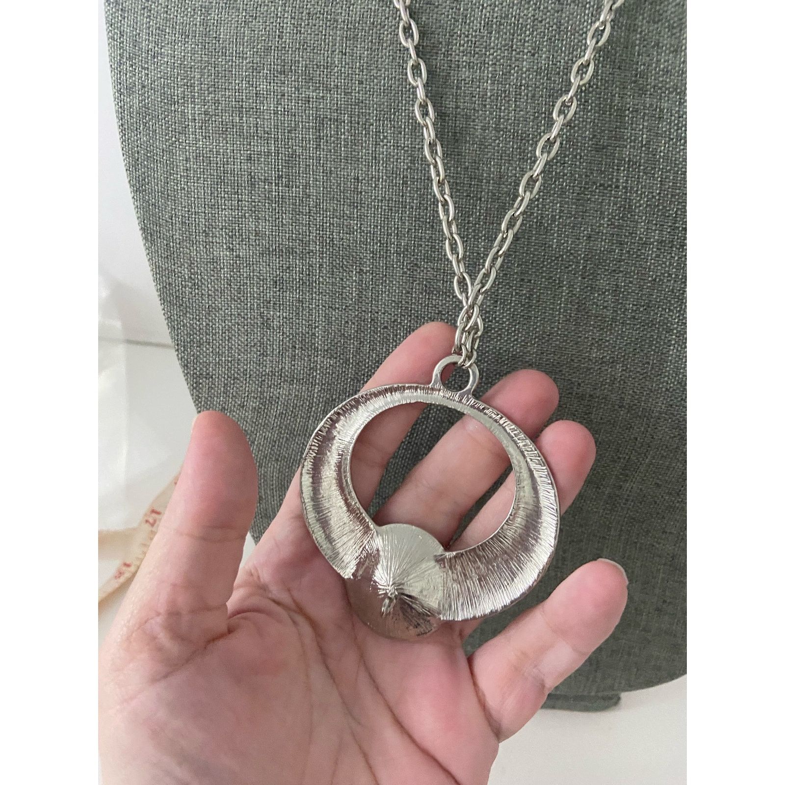 Other large glass pendant necklace silver tone Size ONE SIZE - 5 Thumbnail