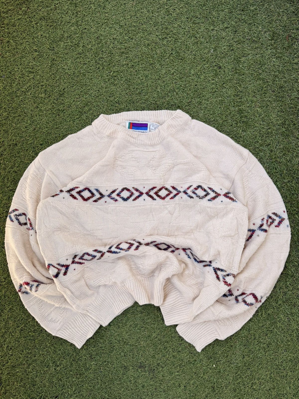Vintage Vintage 90s Beige Cream coloure Knitted Sweater Size (M) Size US M / EU 48-50 / 2 - 6 Thumbnail