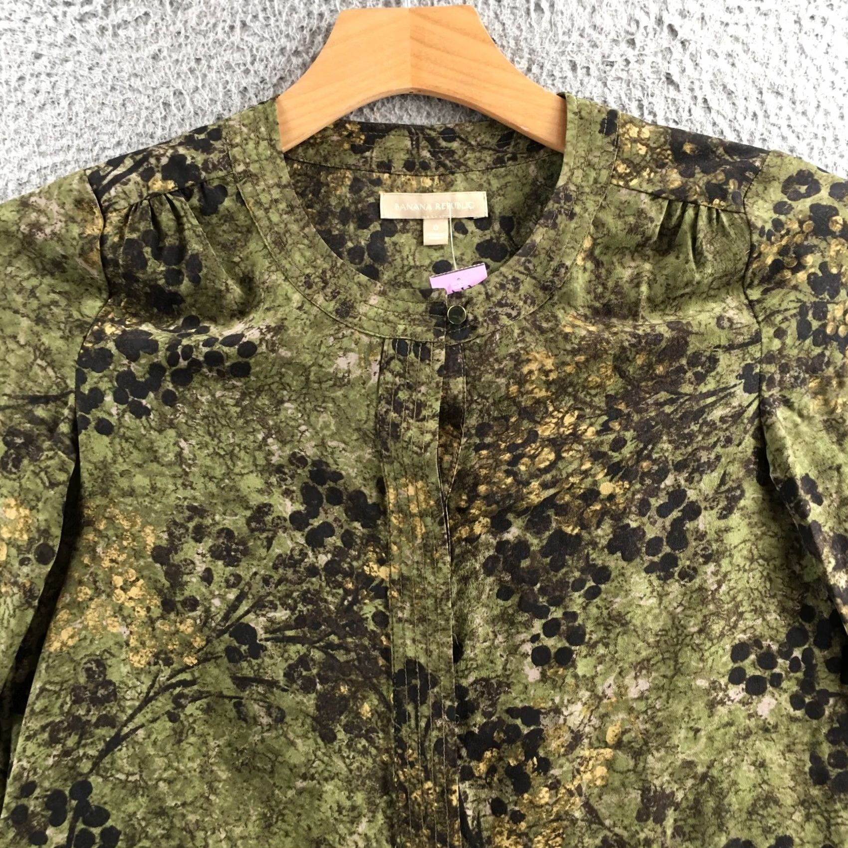 Banana Republic Banana Republic Blouse Womens 0 Green Silk Casual 3/4 Sleeve Pull On Top Size XS / US 0-2 / IT 36-38 - 2 Thumbnail