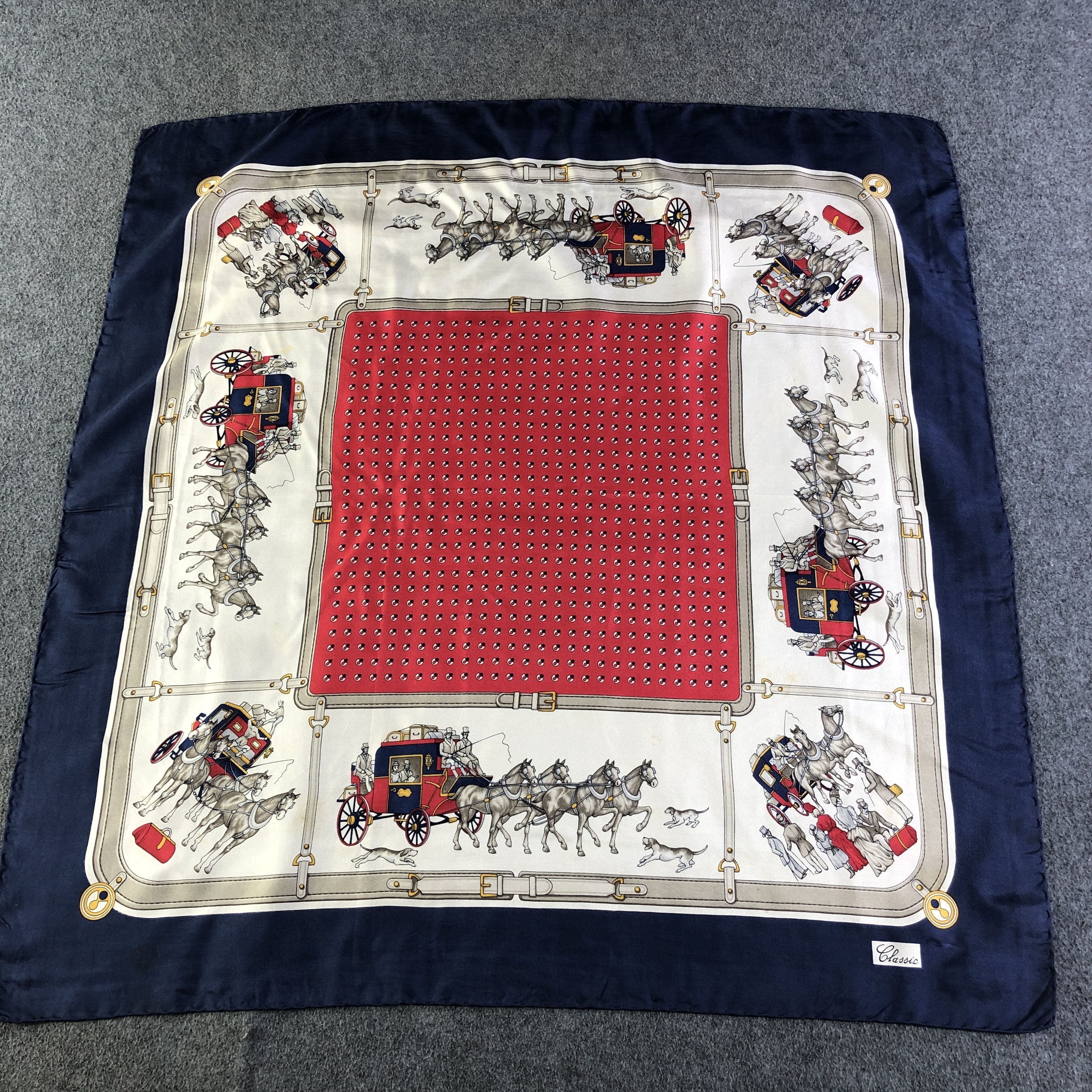 Japanese Brand Classic Carriage Hand Rolled Silk Scarf M1019 Size ONE SIZE - 2 Thumbnail