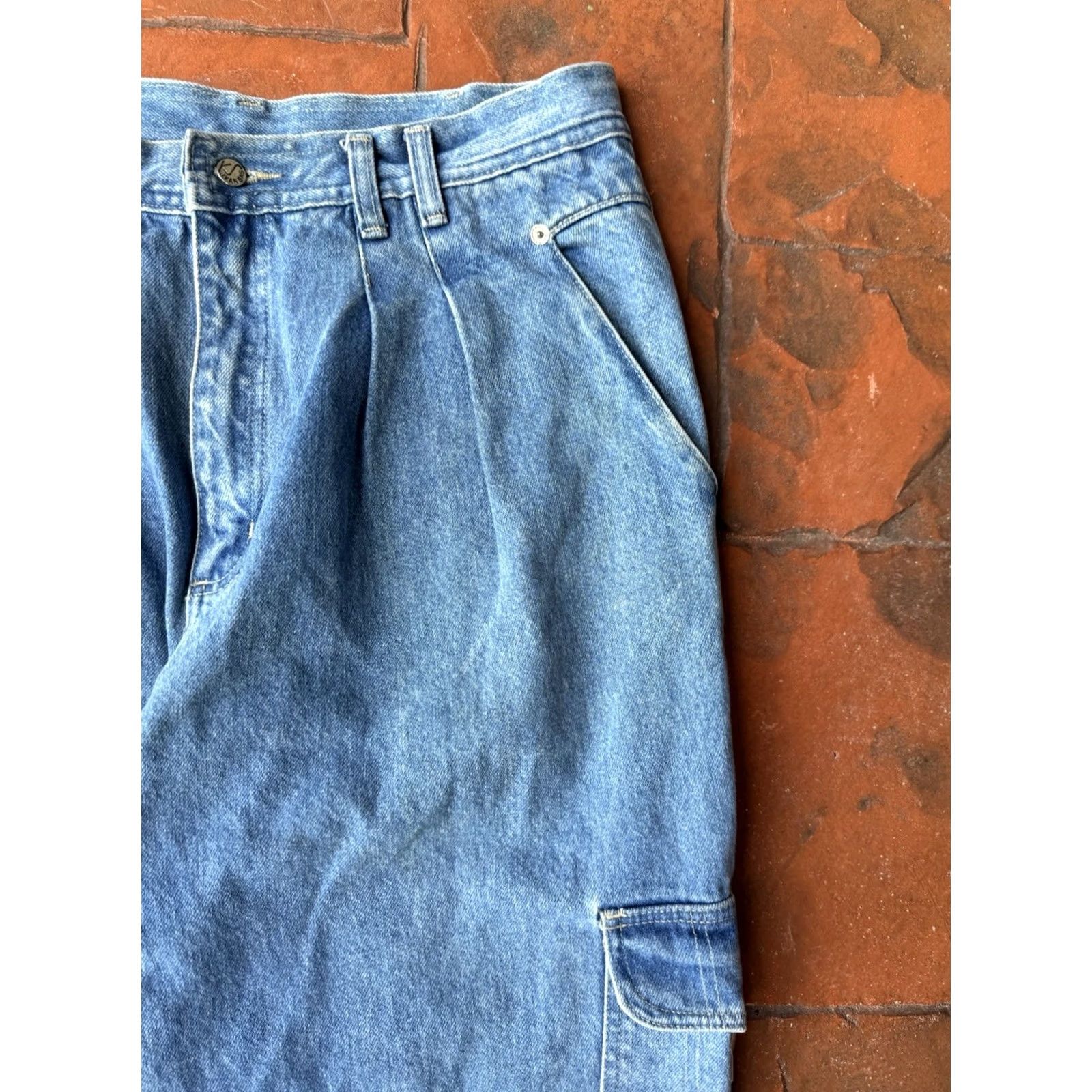 Vintage VINTAGE Kansas Jeans Cargo Baggy Distressed 90s Y2K Mens 36x33 Blue Cotton Straight Relaxed Cargo Pocket 33 Inseam Mens Size US 36 / EU 52 - 4 Thumbnail