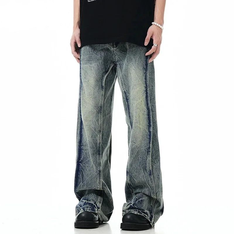 Washed Curved Lightning Jeans