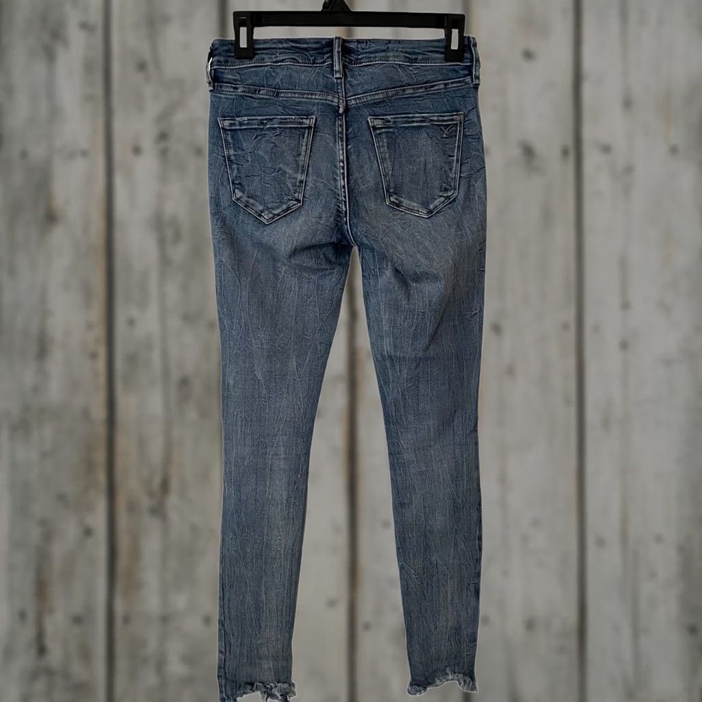 Denime William Rast Jeans Women's Distressed Blue Denim Skinny 25 Size Regular Zip Front Pockets Cotton Viscose Polyester Elastane Size 42" / US 20 - 1 Thumbnail