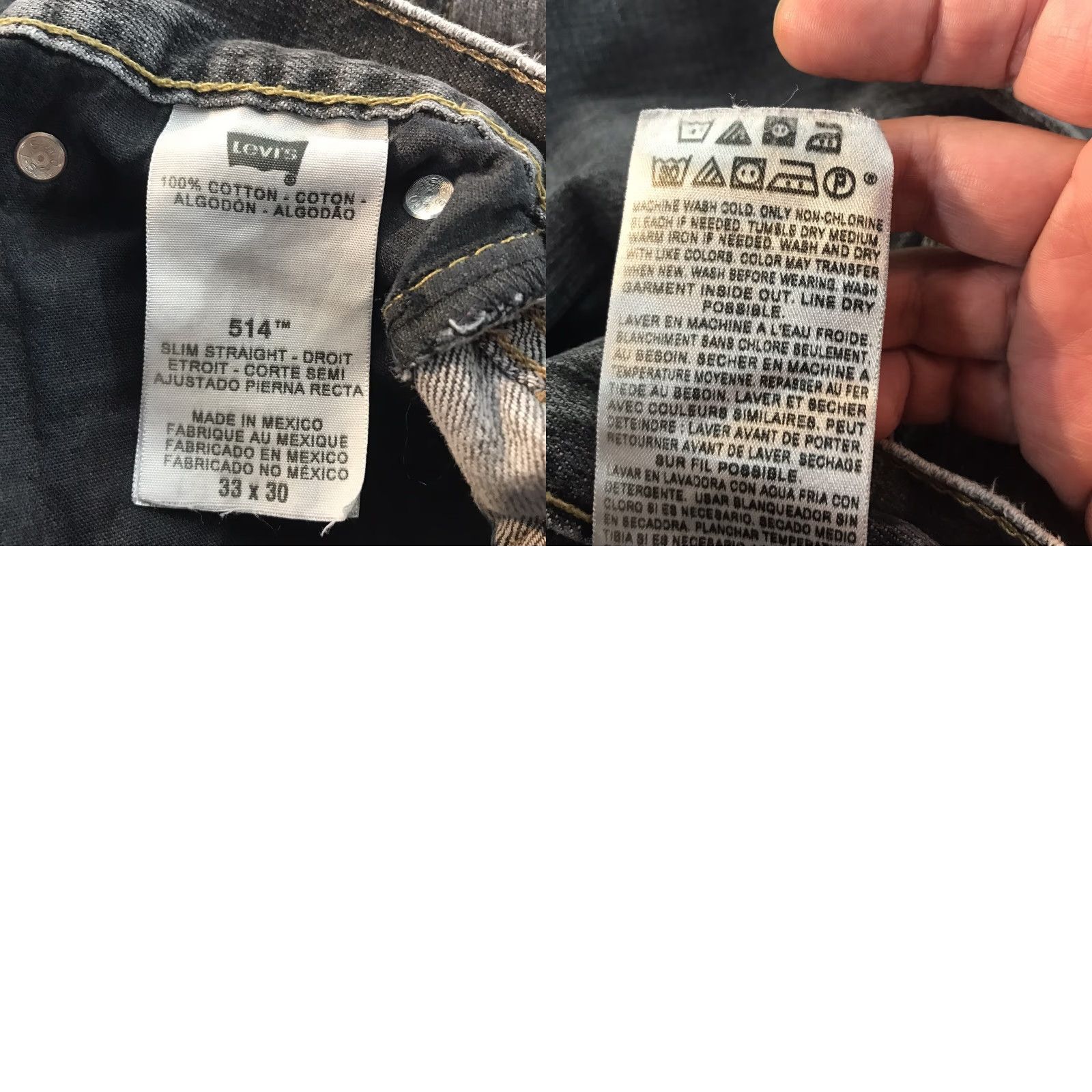Levi's VINTAGE Levi's 514 Men’s Jeans Slim Straight 33x30 Cotton Gray Wash 90s Logo Made in Mexico Size US 33 - 8 Thumbnail