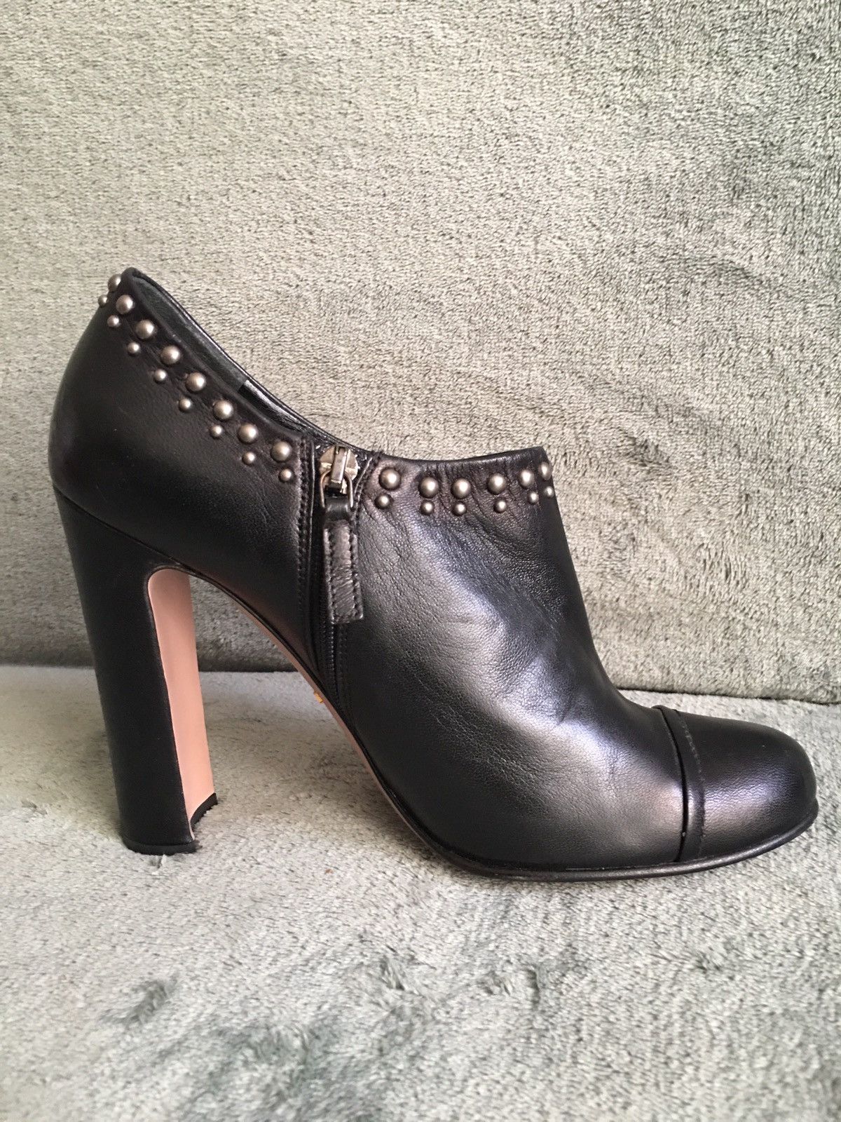 Prada PRADA Black Leather Ankle Stud Boots EU 38 Size US 8 / IT 38 - 6 Thumbnail