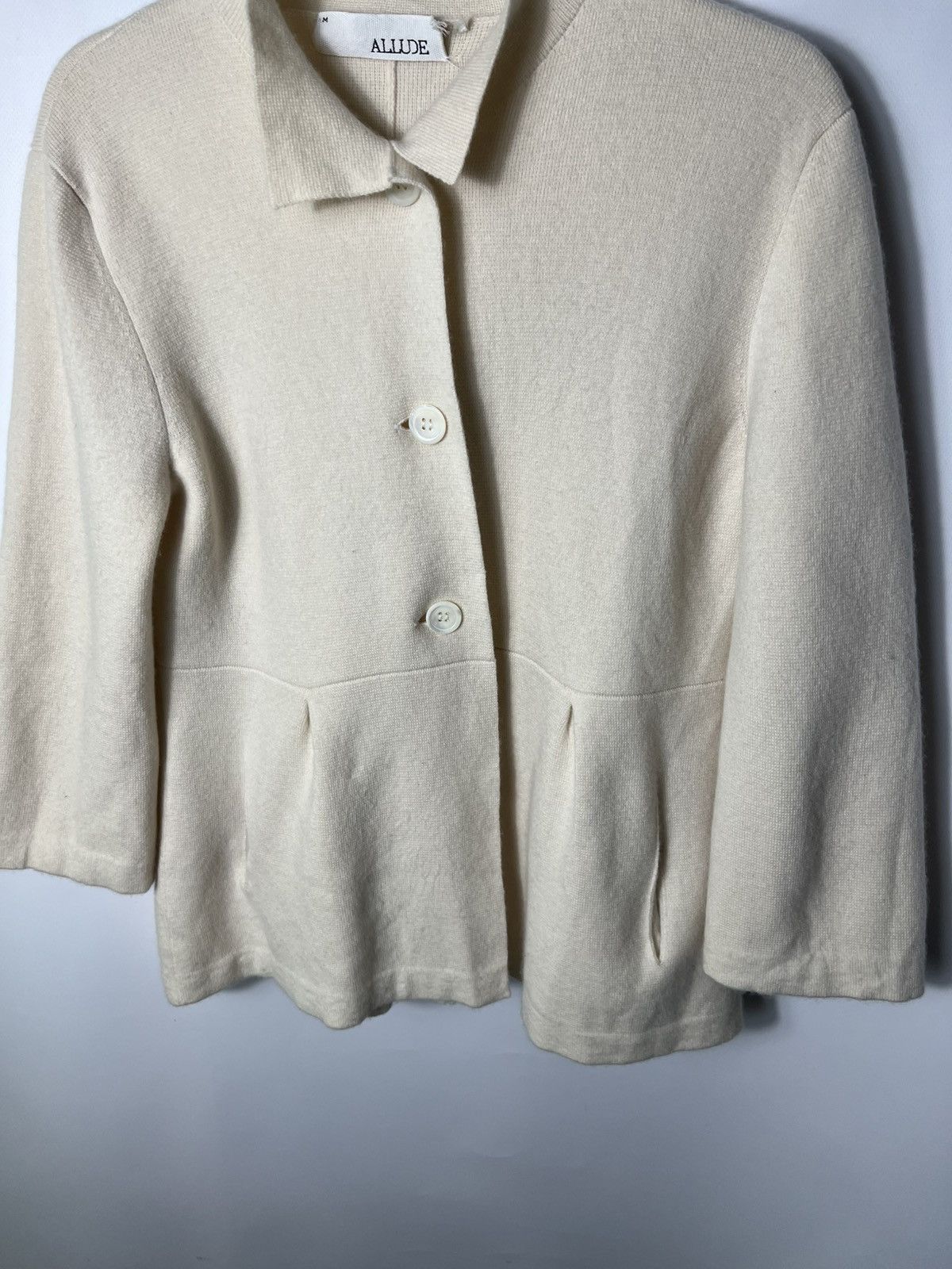 Allude Vintage luxury Allude Cashmere Cream Cardigan Size M Size M / US 6-8 / IT 42-44 - 3 Thumbnail