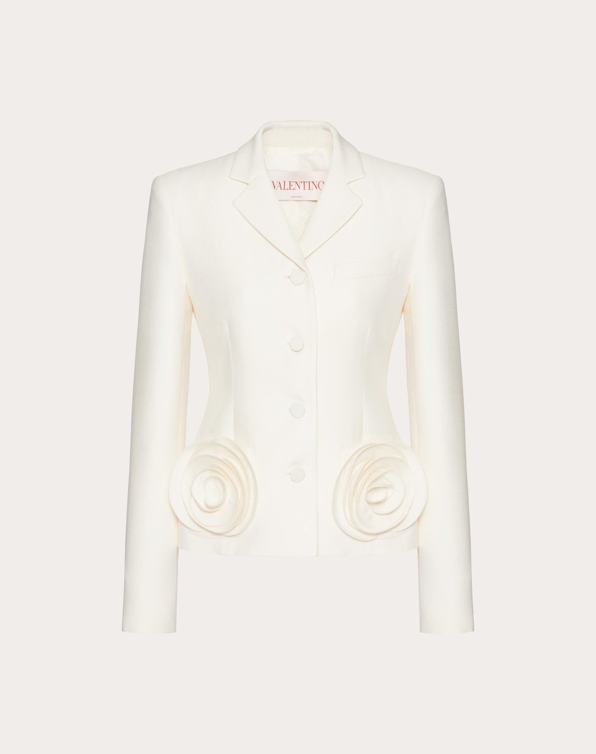 Valentino o1s1wg110525 Crepe Couture Jacket in White Size XS / US 0-2 / IT 36-38 - 1 Thumbnail